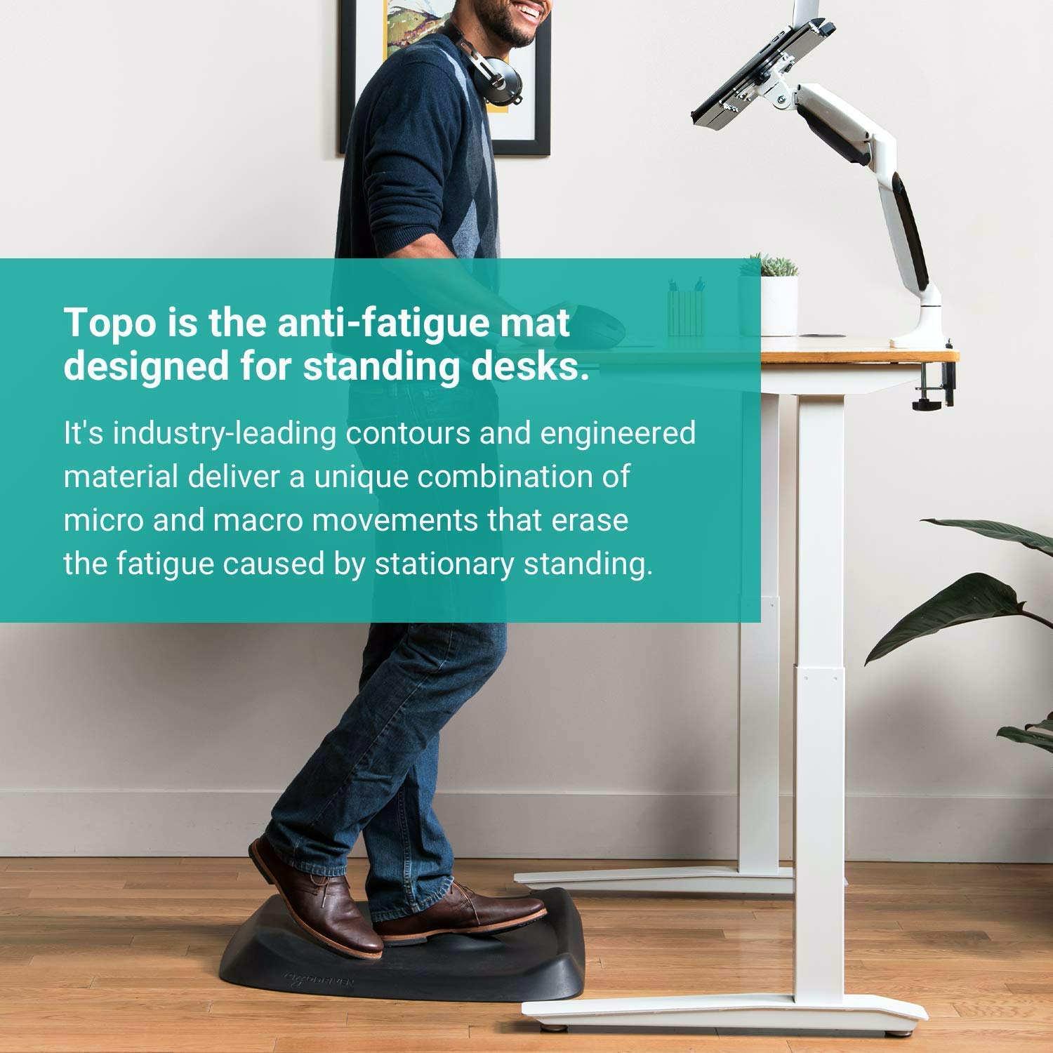 Topo Comfort Mat By Ergodriven | The Not-Flat Standing Desk Anti-Fatigue Mat With Calculated Terrain | Standing Desk Mat | Comfo