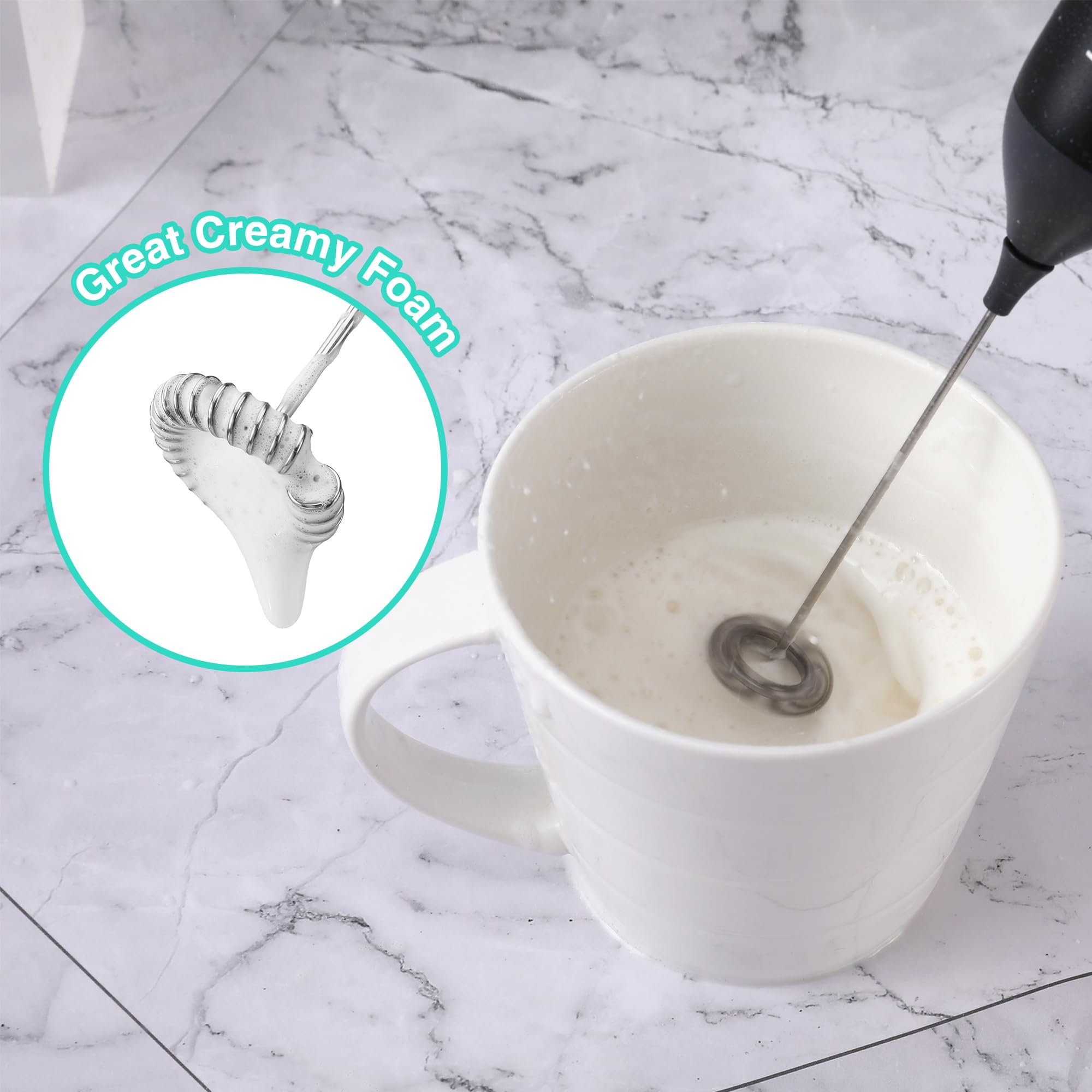 Haushof Powerful Rechargeable Milk Frother, Handheld Usb Type-C Electric Foam Maker For Coffee Latte, Cappuccino, Mocha, Macchia