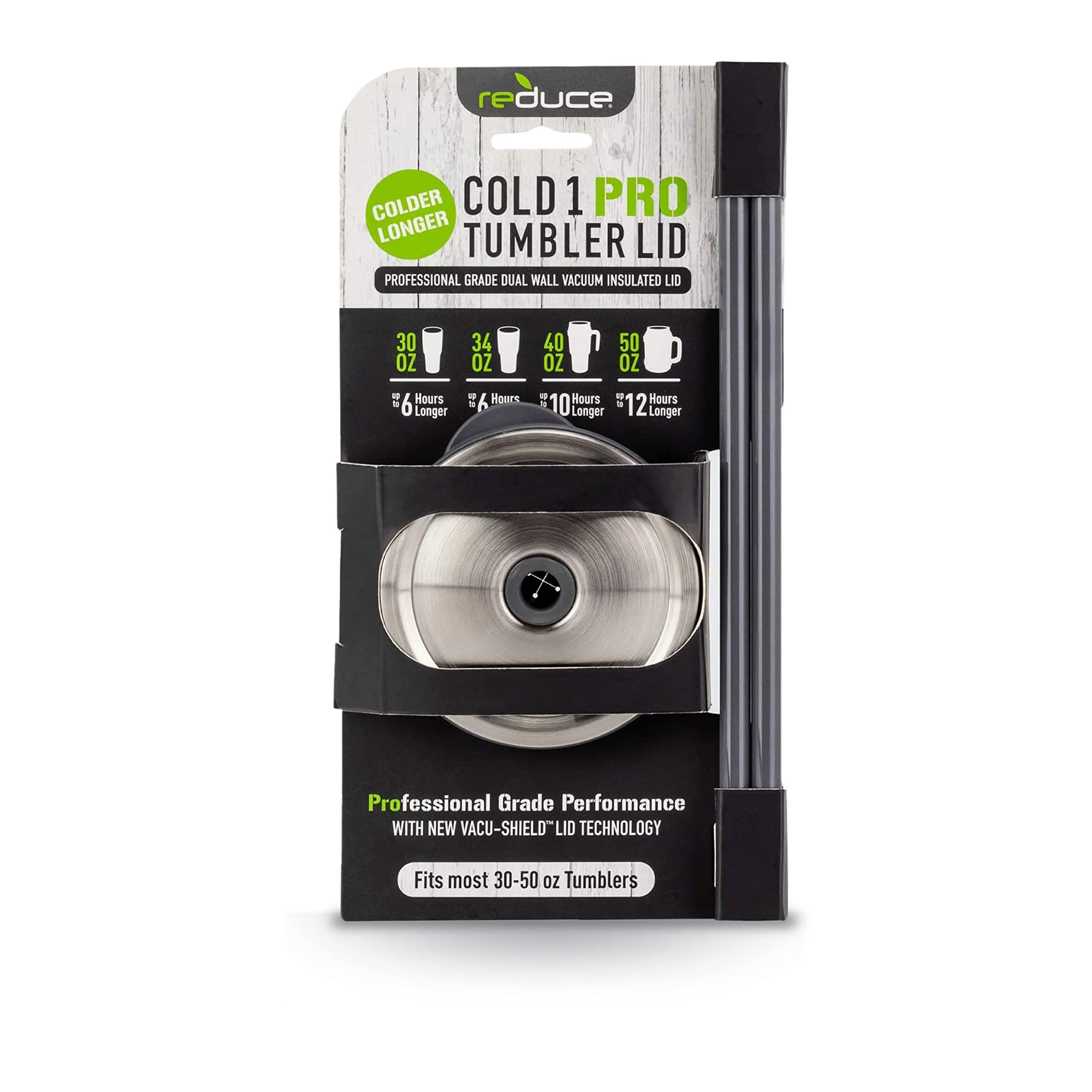 Reduce Vacuum Insulated Cold 1 Pro Tumbler-Mug Lid - Vacu-Shield Technology Keeps Drinks Colder For Longer - Includes 2 Straws -