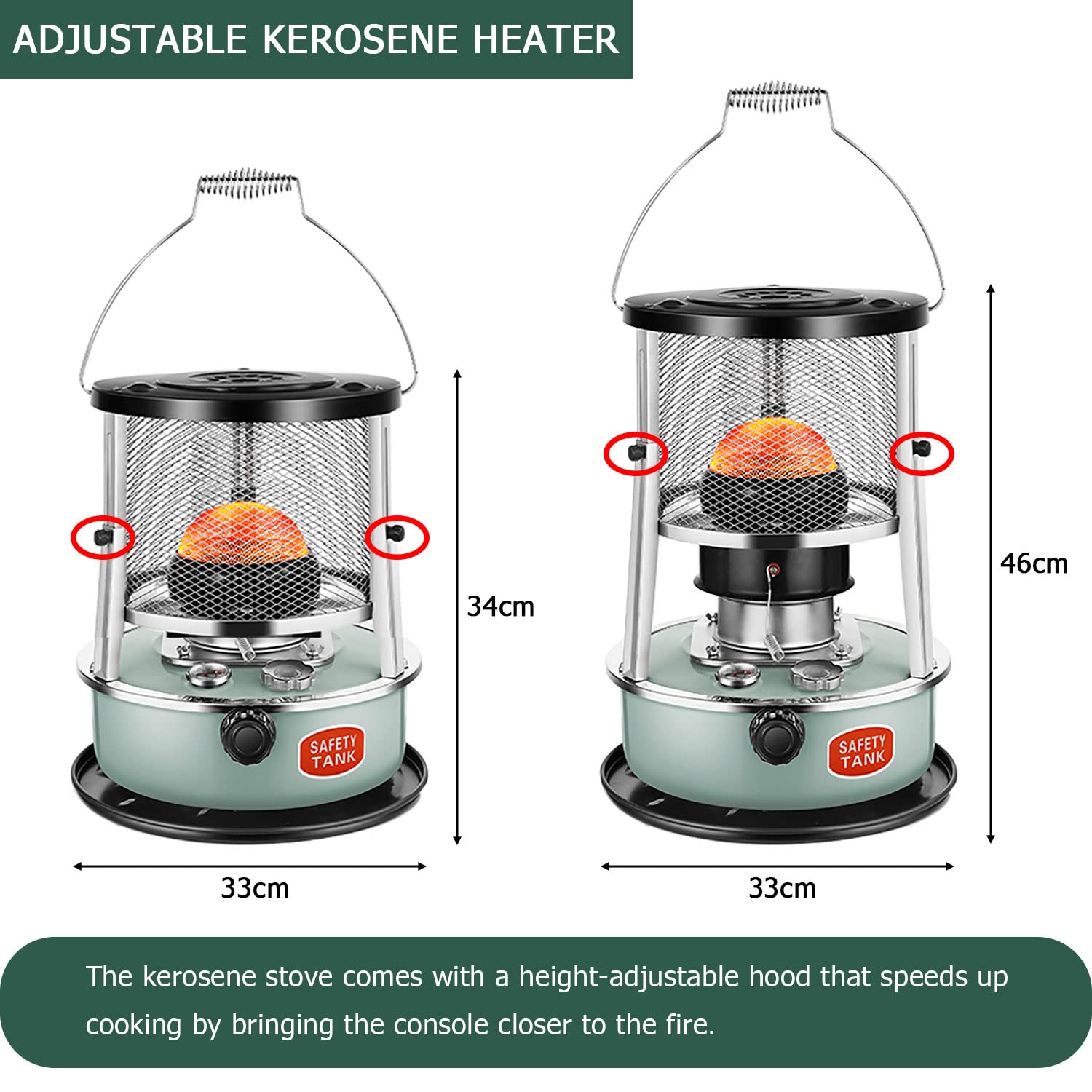 vnekjse Kerosene Heater Portable 4.5L Non-Electric for Indoor/Outdoor Use, Blue