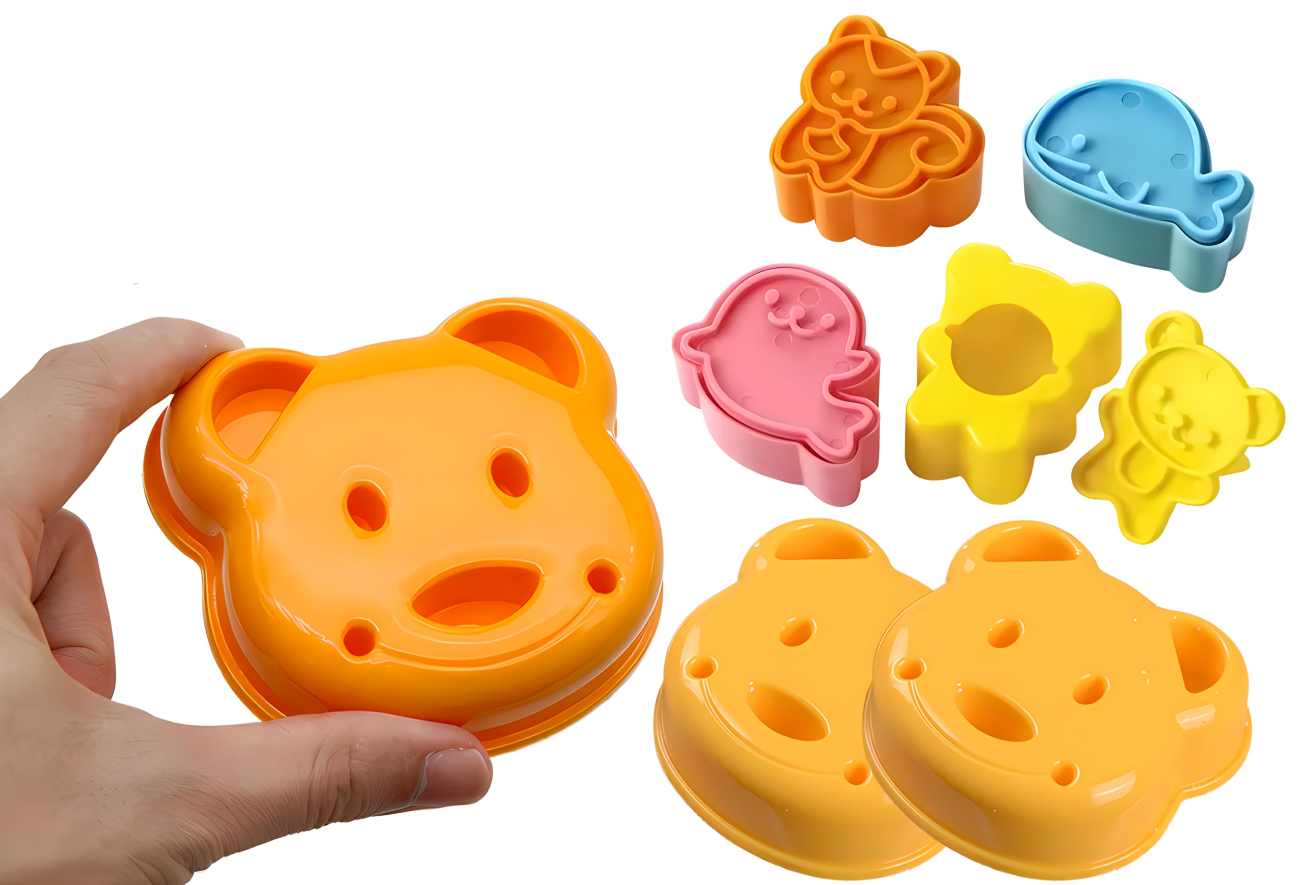 Yofan 7Pcs Bear Shape Sandwich Mold Cutters Set,Bread Sandwich Shapers Maker For Kids