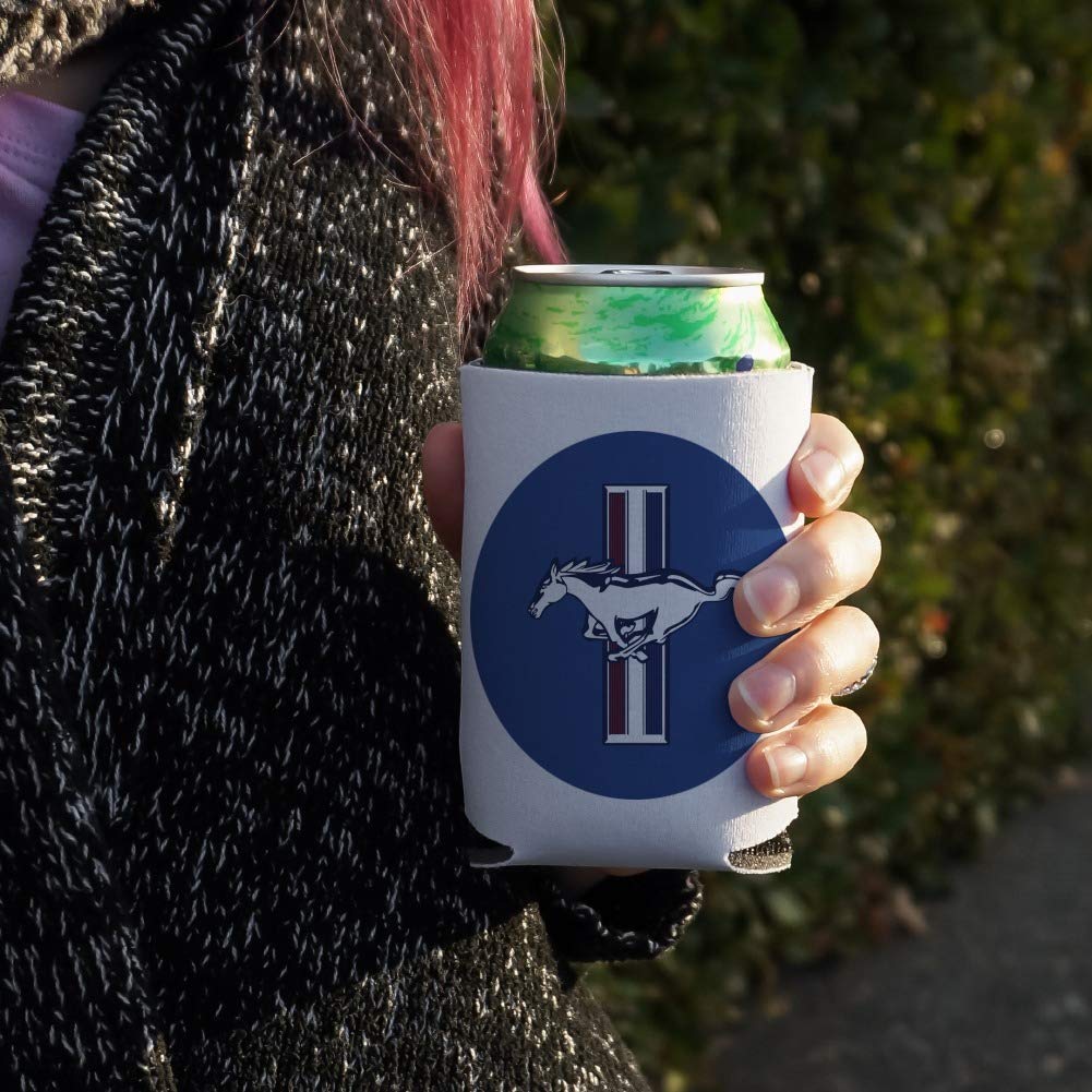 Ford Mustang Logo Can Cooler - Drink Sleeve Hugger Collapsible Insulator - Beverage Insulated Holder
