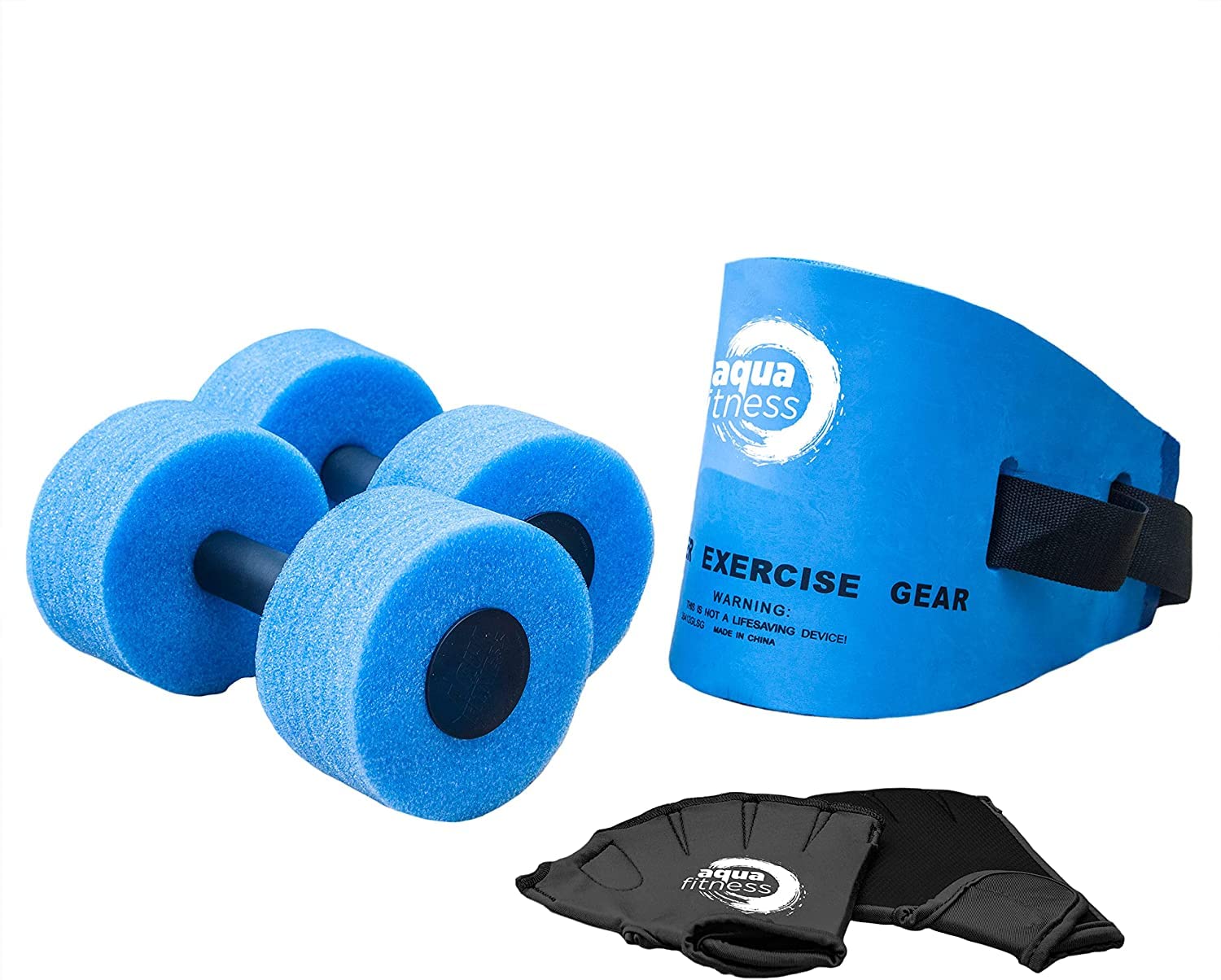 New Aqua 6-Piece Water Fitness Set -Aexercise Equipmentaforawater Aerobicsaand Otherapool Exercisea- Includes Aquatic Swim Belt,
