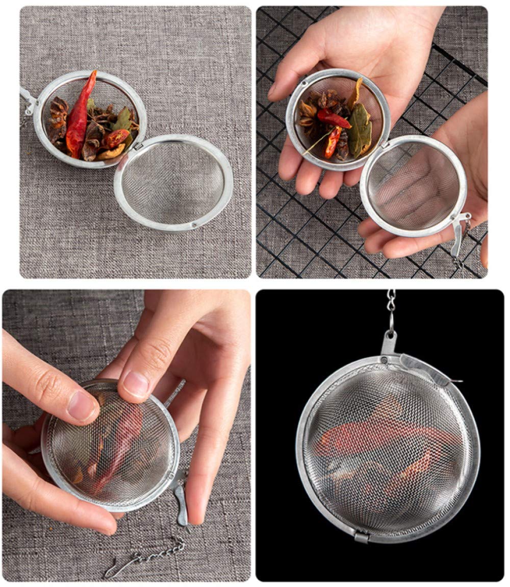 Mayata 3Pcs Stainless Steel Fine Mesh Seasoning Ball Kitchen Soup Spice Stew Filter Kitchen Tool Metal Tea Bag Tea Ball (3Pcs Ro
