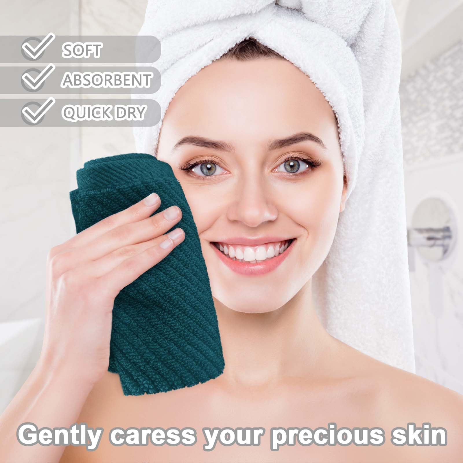 Face Towels For Bathroom, 6Pc 13''X13'' - 100% Cotton | Light Weight | Thick | Quick Dry | Soft | Absorbent, Fluffy Bathroom Han