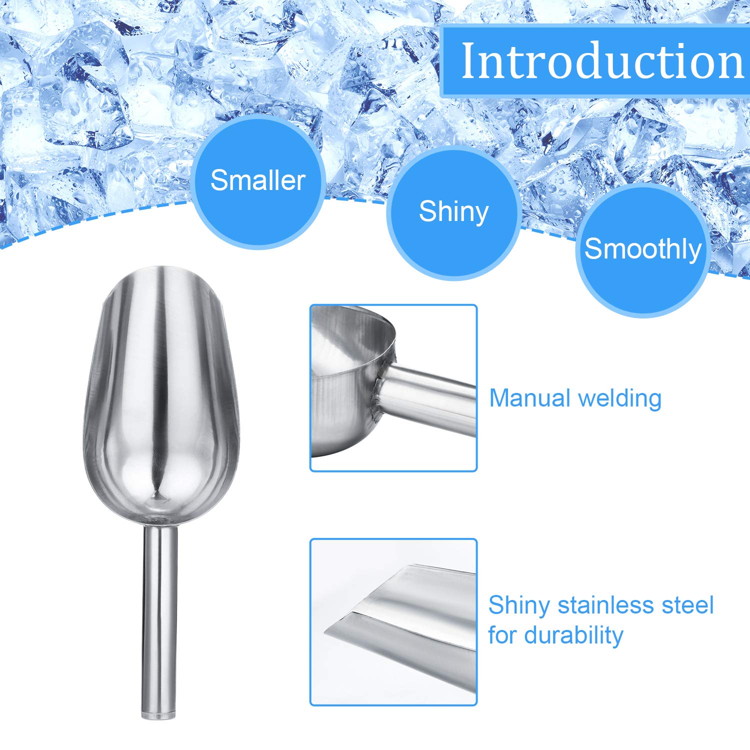 6 Pack 6 Ounce Stainless Steel Ice Scoop Small Metal Candy Scoop Mini Ice Cube Scoop Little Sugar Scoop Cream Scoop For Home Kit