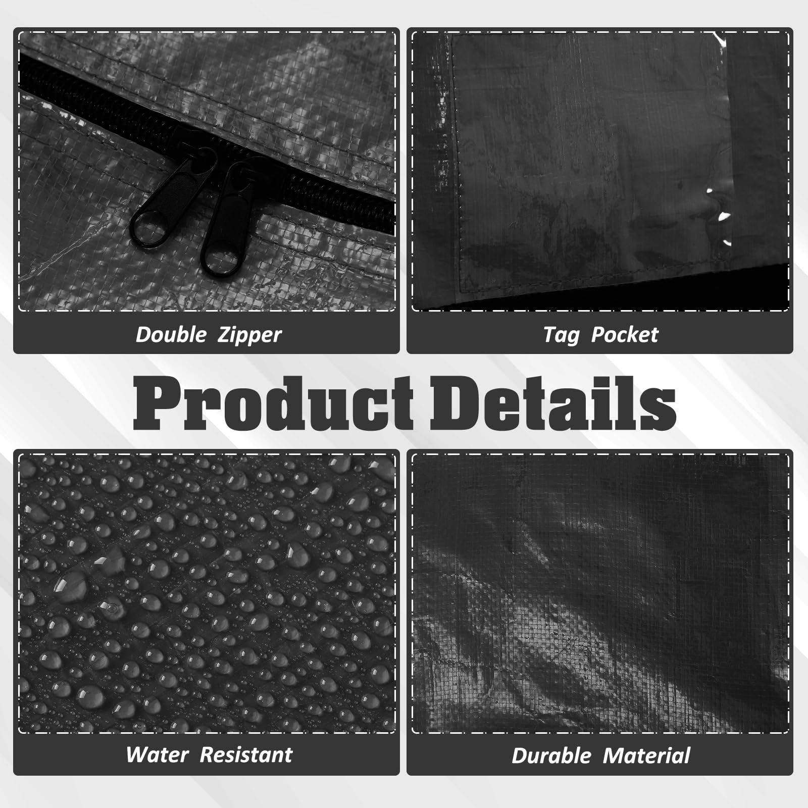 Clysee 4 Pcs 149 Gallon Large Moving Bags with Zipper and Handles Foldable Storage Duffle Bags Heavy Duty Extra Large Totes for