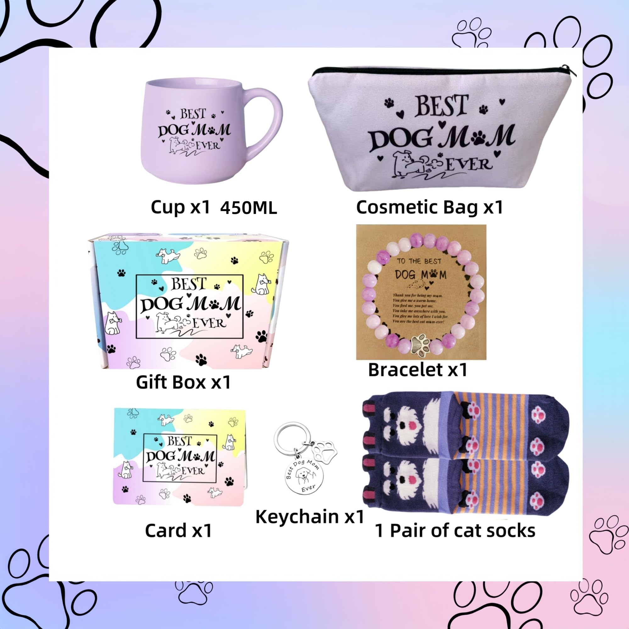 Dog Mom Gifts for Women, Dog Lovers Gifts for Women, Dog Themed Gift Basket, Dog Mom Mothers Day Birthday Gifts for Wife Grandma