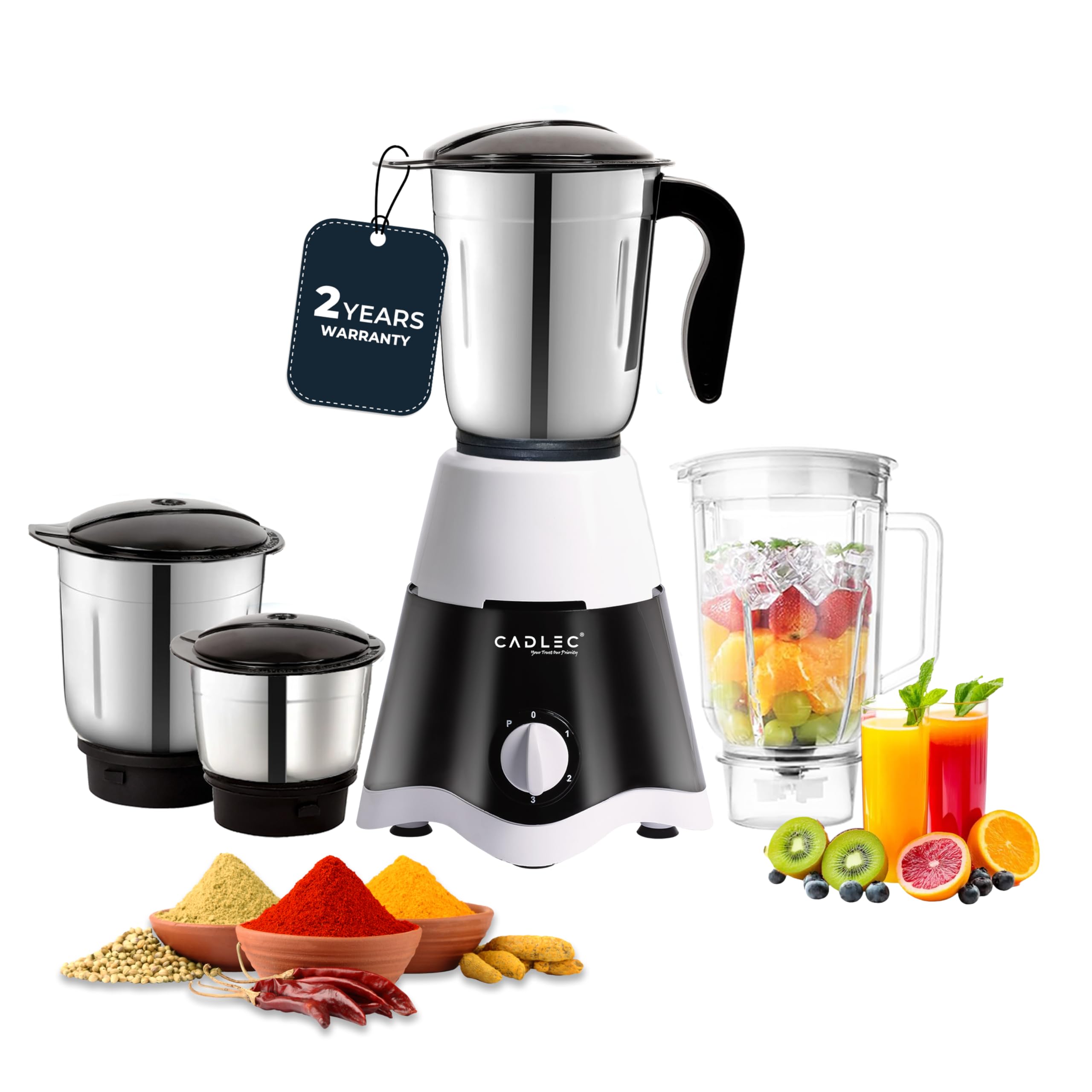 Cadlec Jargenie 4 Jar 750 Watt Mixer Grinder | High-Power Juicer, Blender & Mixer | Durable Abs Body | Multi-Function For Juicin