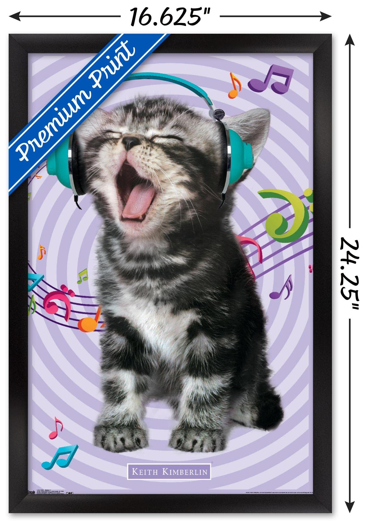 Trends International Keith Kimberlin - Kitten - Singing Wall Poster, 14.725'' X 22.375'', Black Framed Version