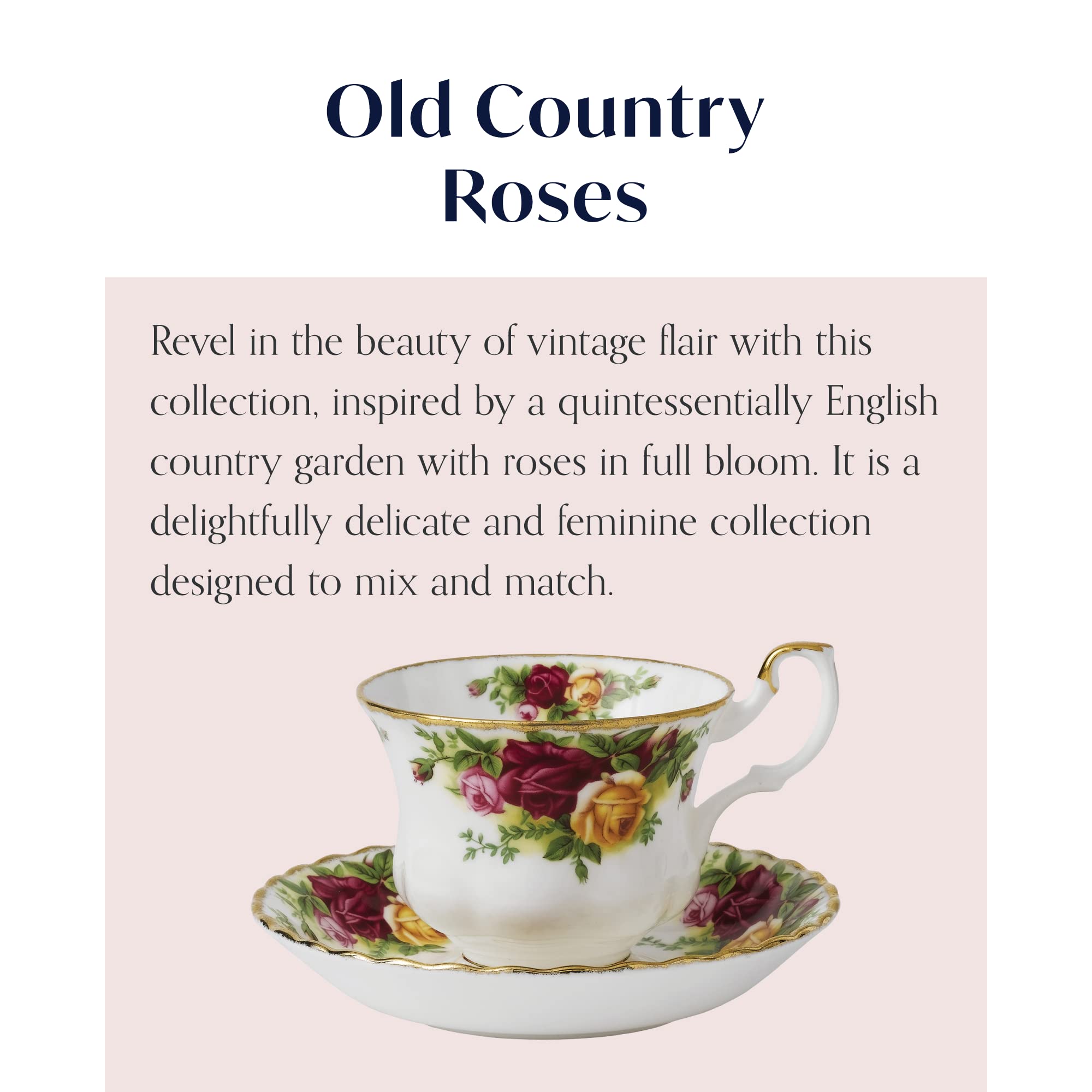 Royal Albert Old Country Roses Teacup & Saucer Set  6.5 oz  Multi