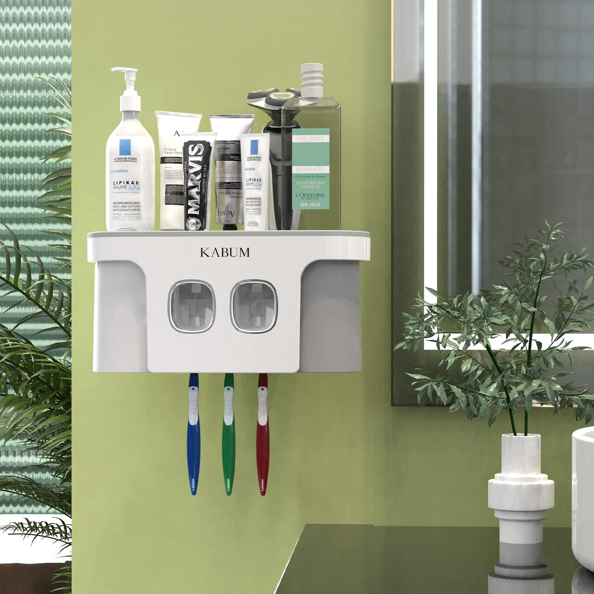Toothbrush Holders For Bathrooms Toothpaste Dispenser - 2 Cups Automatic Toothpaste Squeezer Wall Mounted, Ideal Bathroom Access