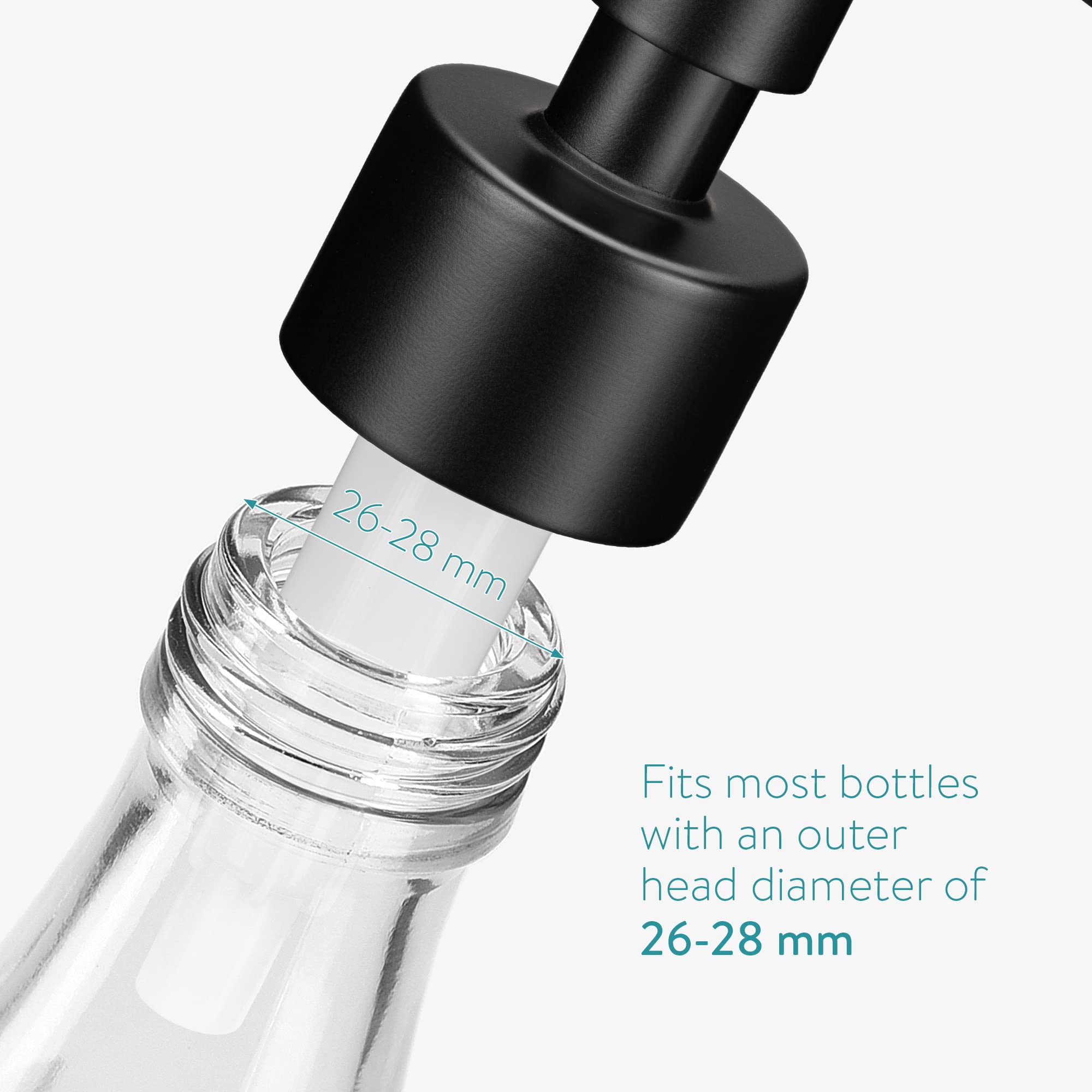 Navaris Replacement Soap Dispenser Pumps (Pack Of 2) - Stainless Steel Metal Pump For 1'' To 1 1/8'' (26Mm To 28Mm) Bottle Tops