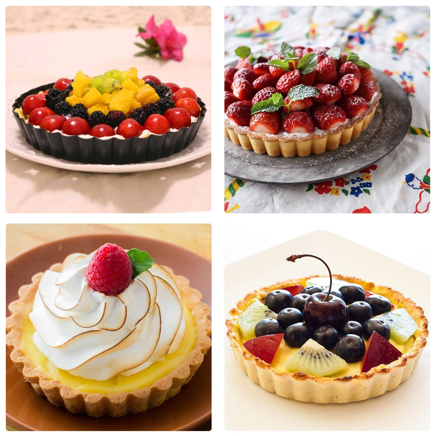 Beasea 6 Inch Tart Pan  4pcs Small Pie Pans Removable Bottom Mini Tart Pans Non Stick Pie Pan  Loose Bottom Fluted Tart Pan Round Instant Pot Quiche Pan for Oven Baking