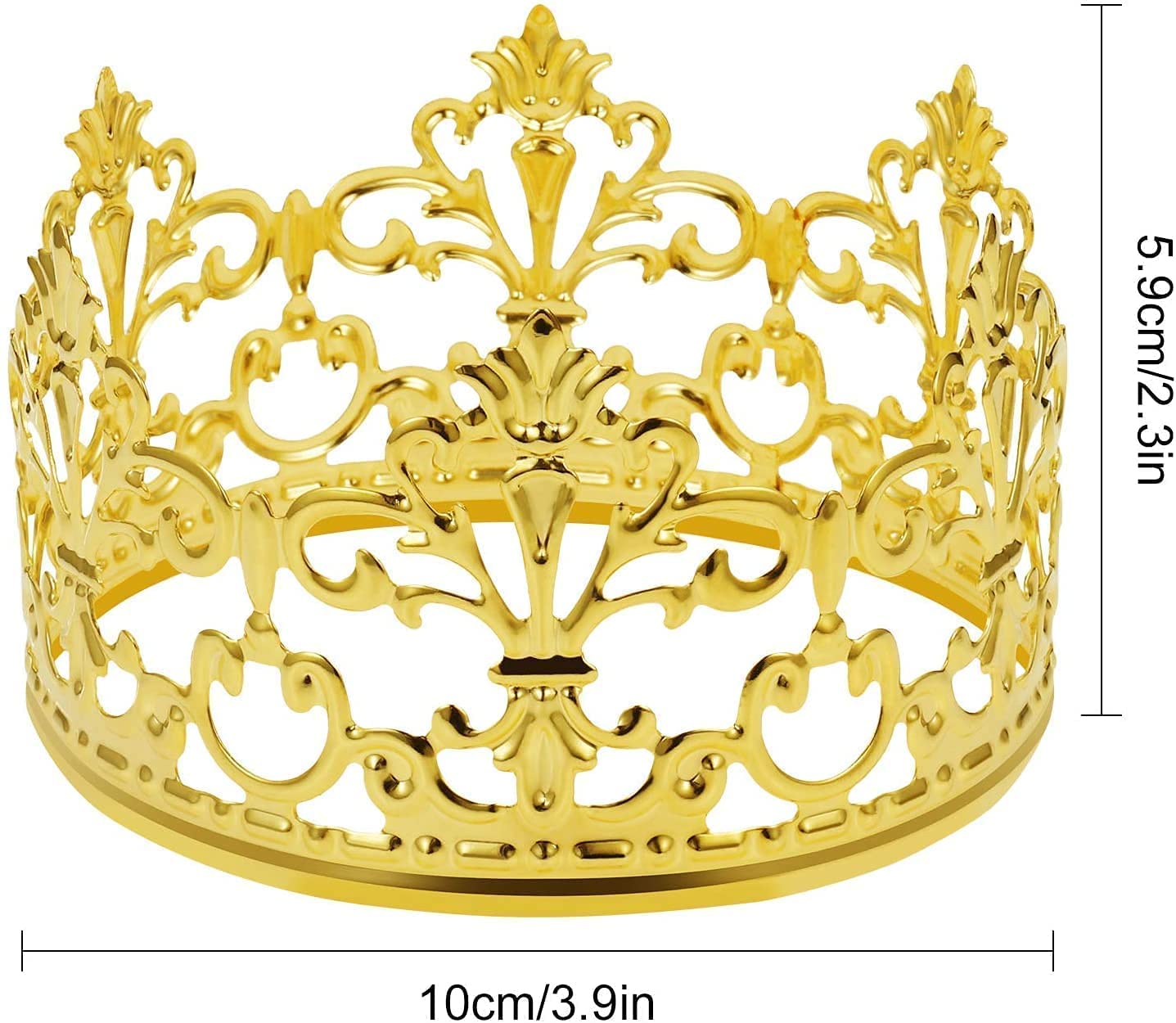 Vintage Gold Crown Cake Topper  Happy Birthday Cake Topper Party Decor  Cake Decoration Baby Crown for Boys and Girls  Cake Decorations for Weddings  diameter 3.97 inch height 2.28 inch
