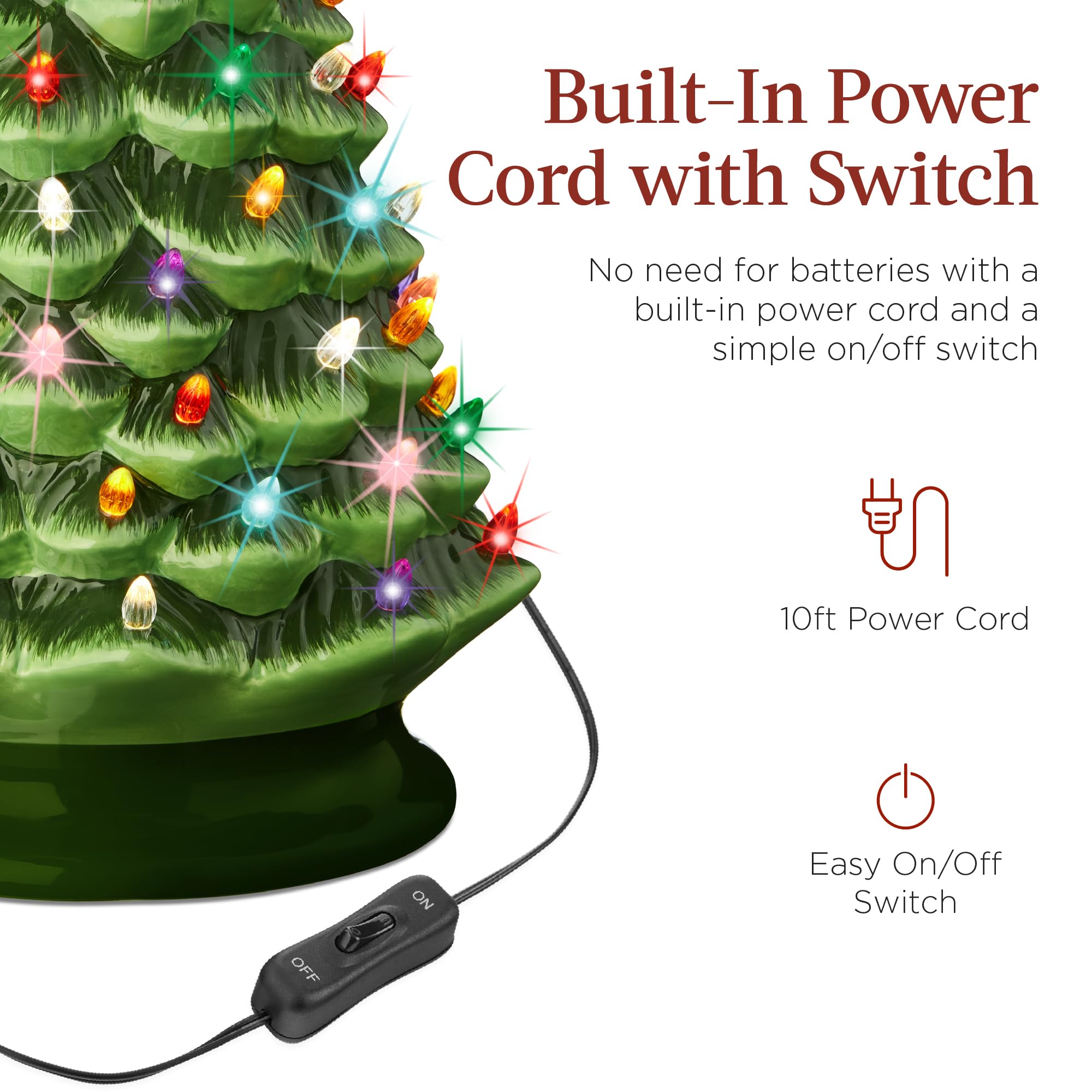 Best Choice Products 18in Ceramic Christmas Tree - Pre-lit with Multicolored LED Lights, Hand-Painted Holiday Decoration, Model SKY6947, Green