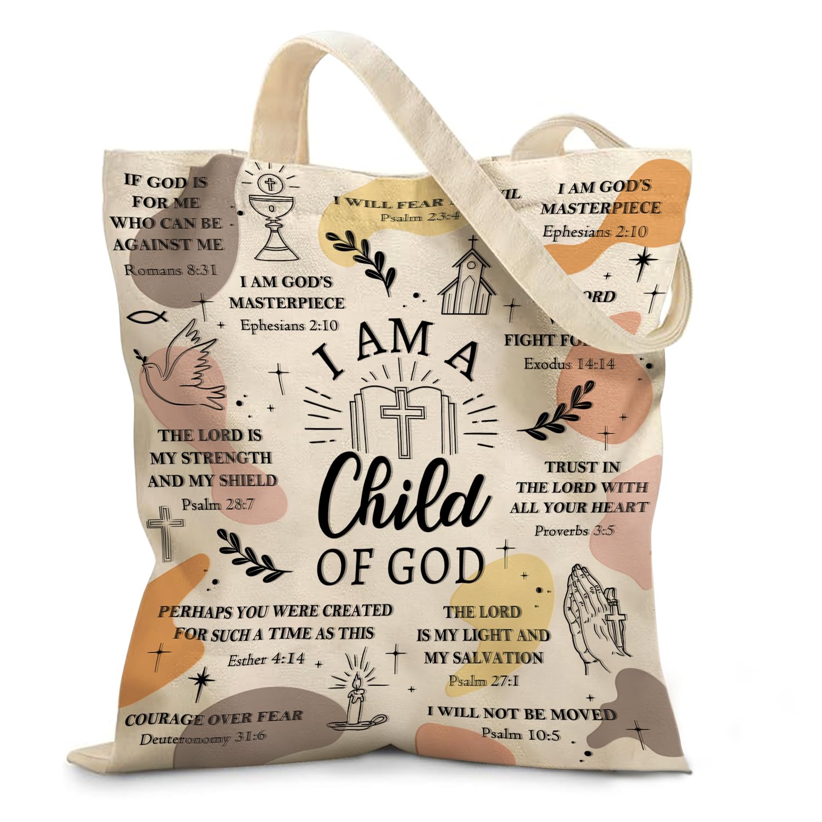 Ialtsidws Christian Aesthetic Canvas Tote Bag - I Am A Child of God & Bible Verse Print | Zippered Inner Pocket & Magnetic Sna