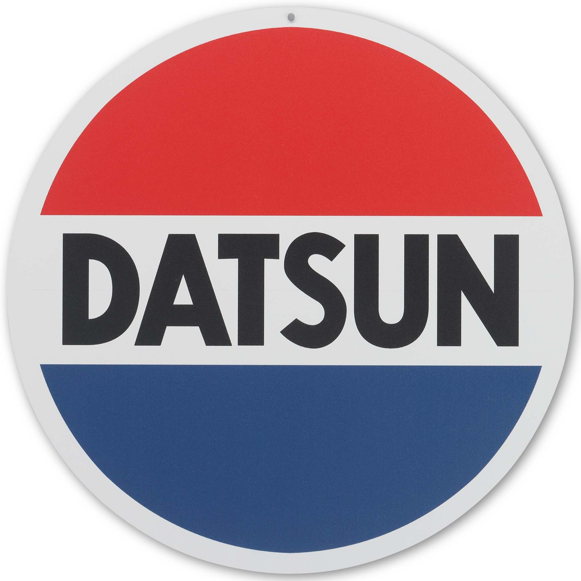 Nissan Datsun Logo Round Metal Sign - Classic Datsun Wall Decor for Garage, Shop or Man Cave