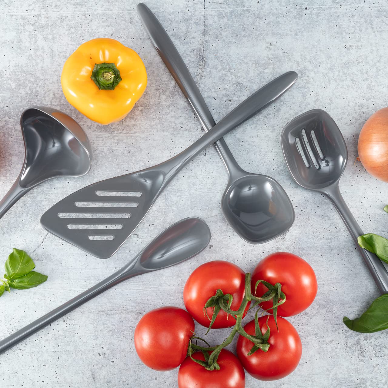 Hutzler Melamine Cooking Utensils And Crock Set, 6-Pc, Gray