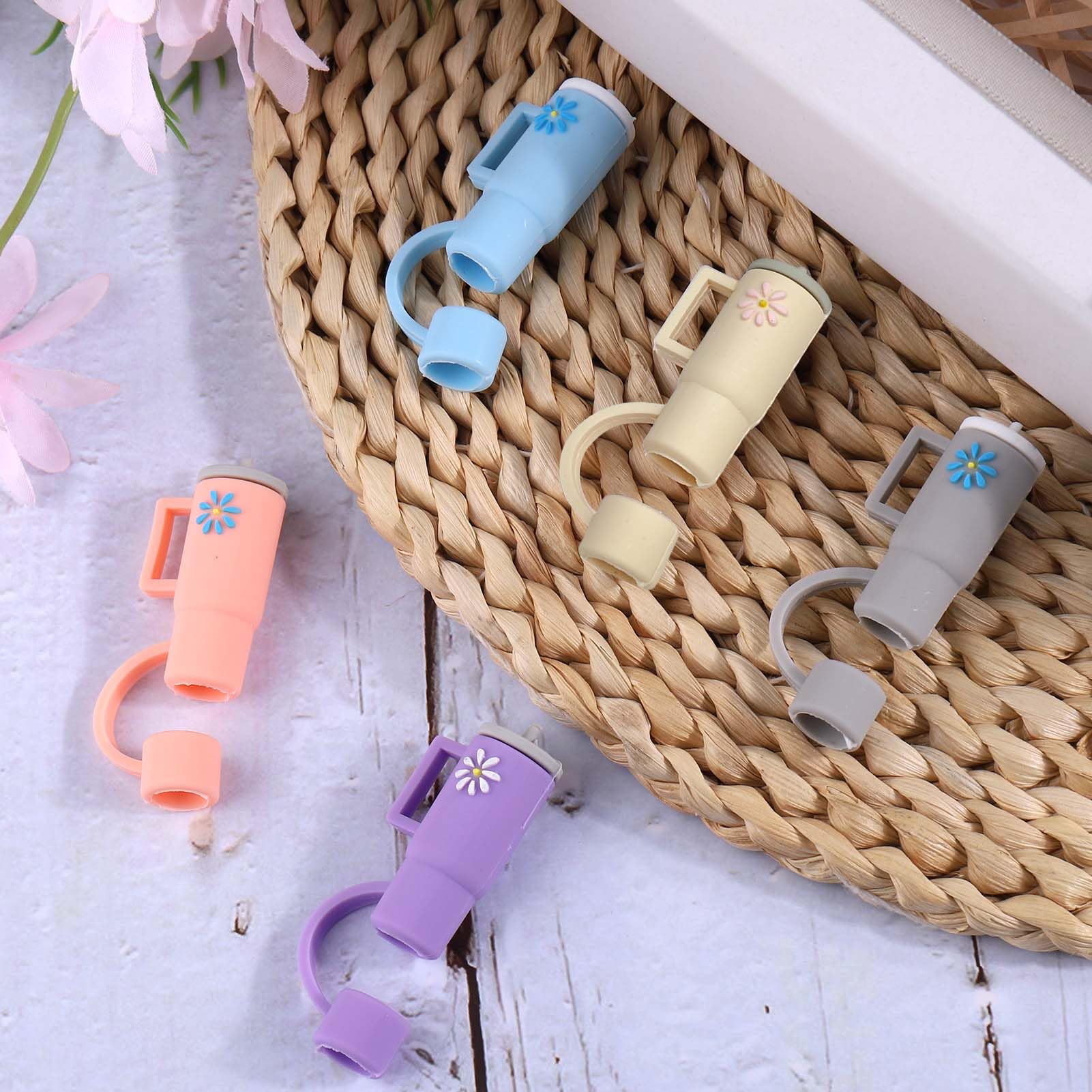 Aiersa 5Pcs Silicone Straw Cover Cap Compatible With 30&40 Oz Tumblers, Straw Tip Covers For Cups Accessories