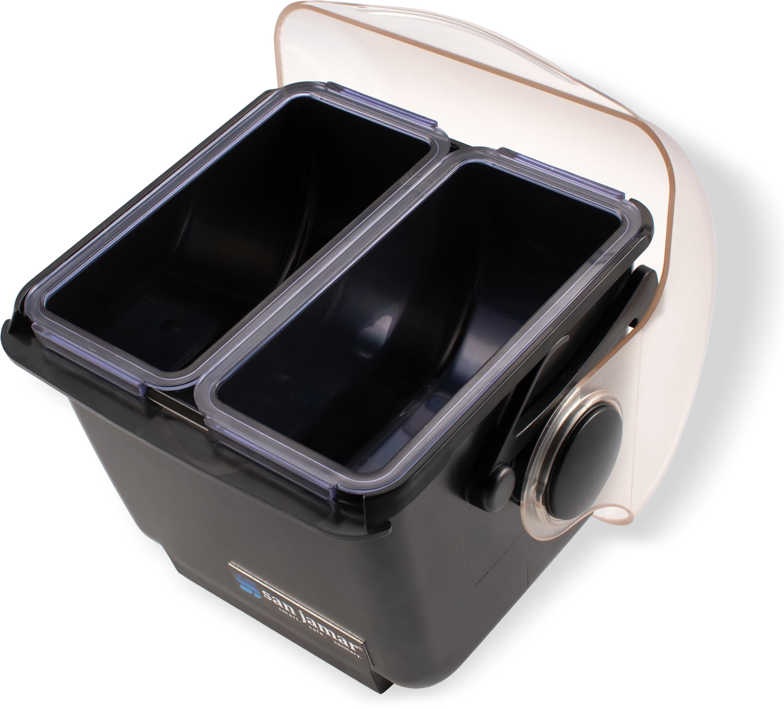 San Jamar Mini Dome Condiment Bar 2 Compartnment With Dome Lid For Kitchen, Bar, And Restaurants, Plastic, 1 Quart, Black