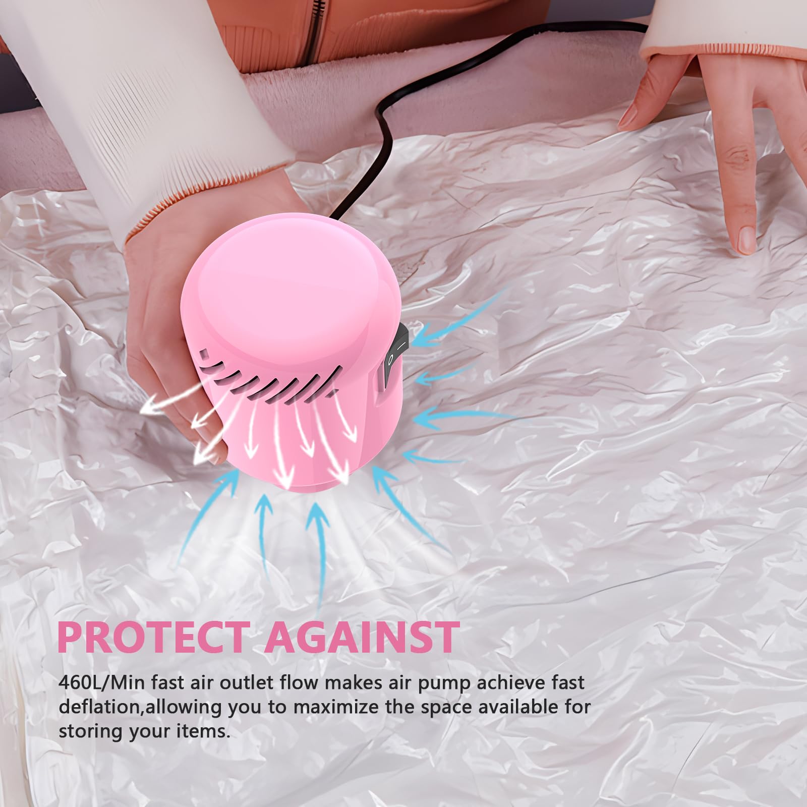 24 Pack Vacuum Storage Bags With Electric Pump, New Air Valve Space Saver Bags (5 Jumbo, 5 Large, 5 Medium, 5 Small, 4 Roll Up B