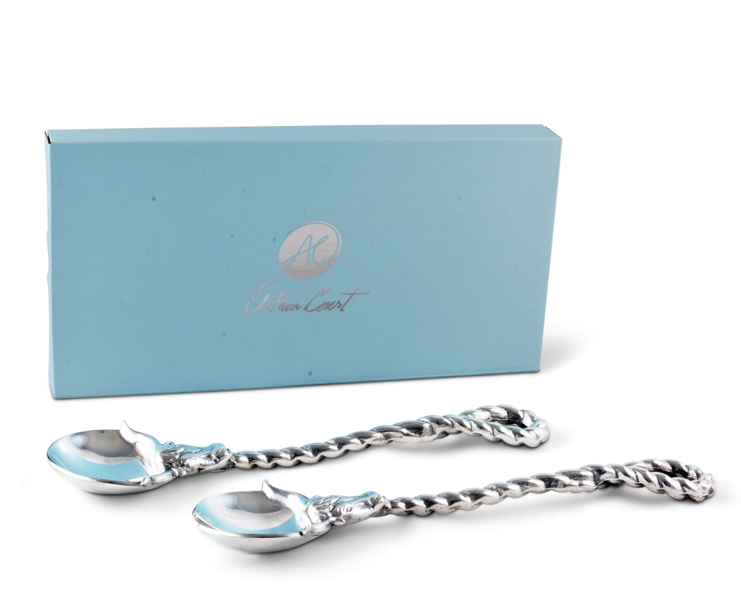 Arthur Court Designs Aluminum Long Longhorn Steer Figural Serving Set 12 Inch Long