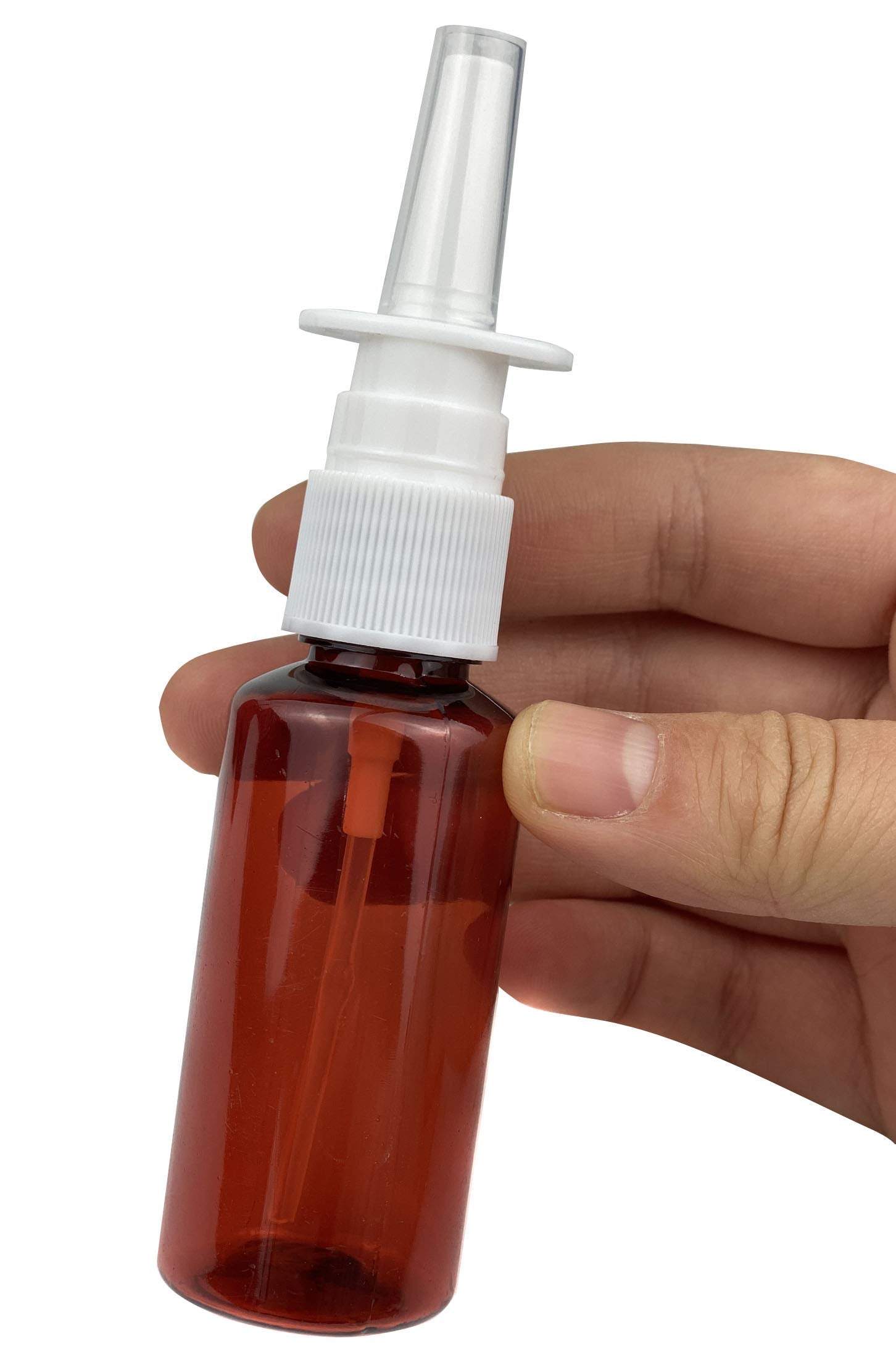12Pcs 30Ml 1Oz Refillable Amber Plastic Fine Mist Nasal Spray Bottles Atomizers Sprayer Jar Pot Container For Makeup Water Medic