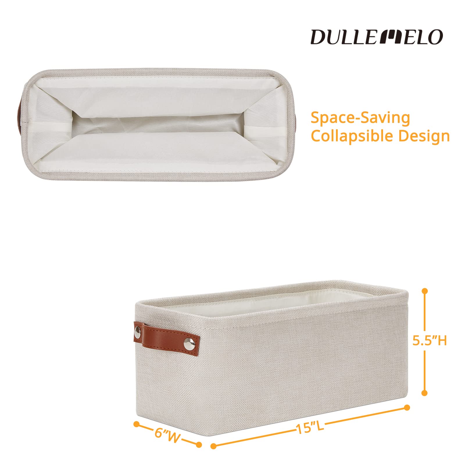 Dullemelo Small Storage Basket, Toilet Paper Basket Narrow Storage Bin For Bathroom, Bathroom Basket For Organizing With Leather