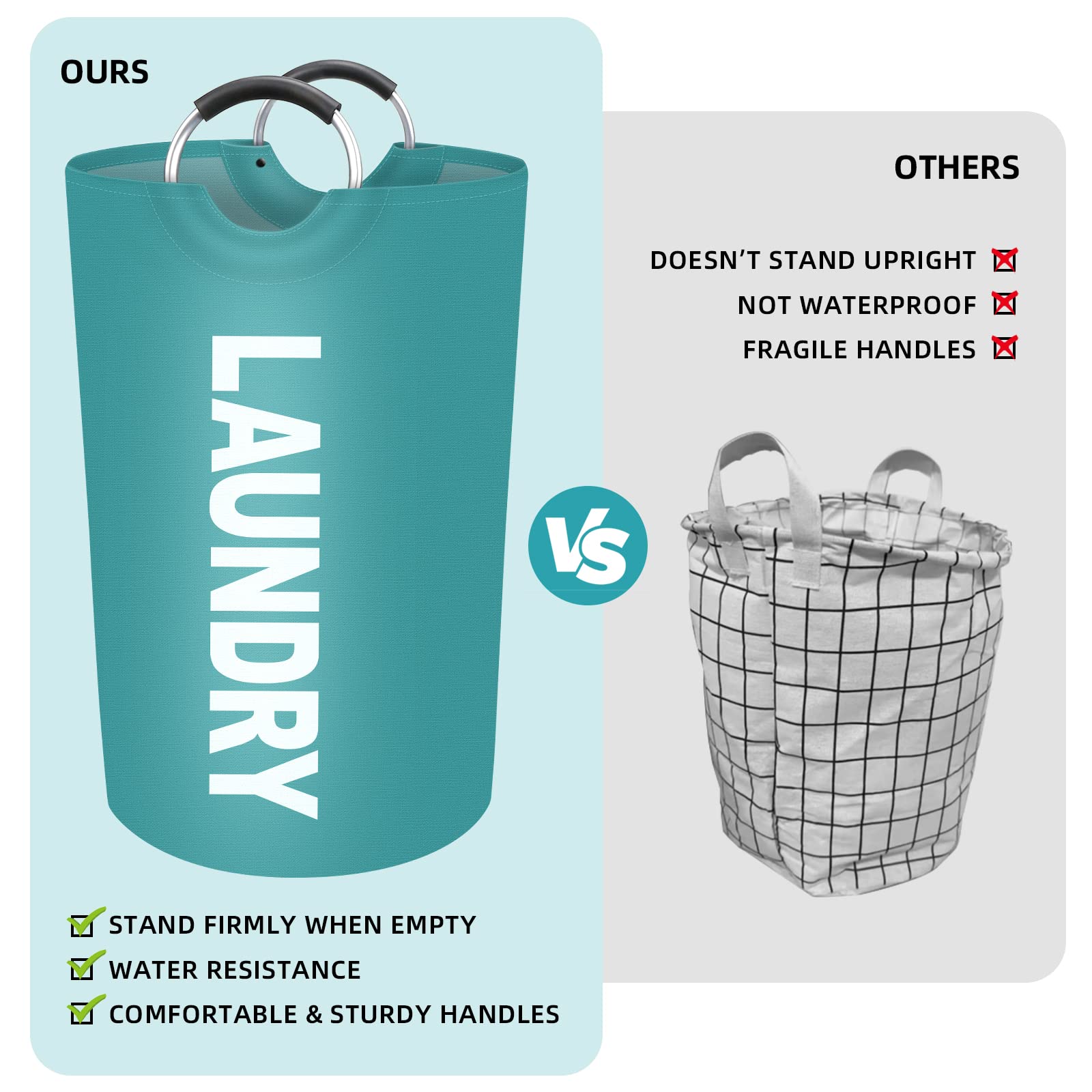 StorageRight 75L Large Laundry Basket  Laundry Hamper  Dirty Clothes Hamper for Laundry  Collapsible  Waterproof Laundry Baskets with Foam Protected Aluminum Handles for Laundry  Dorm  Family (Green)