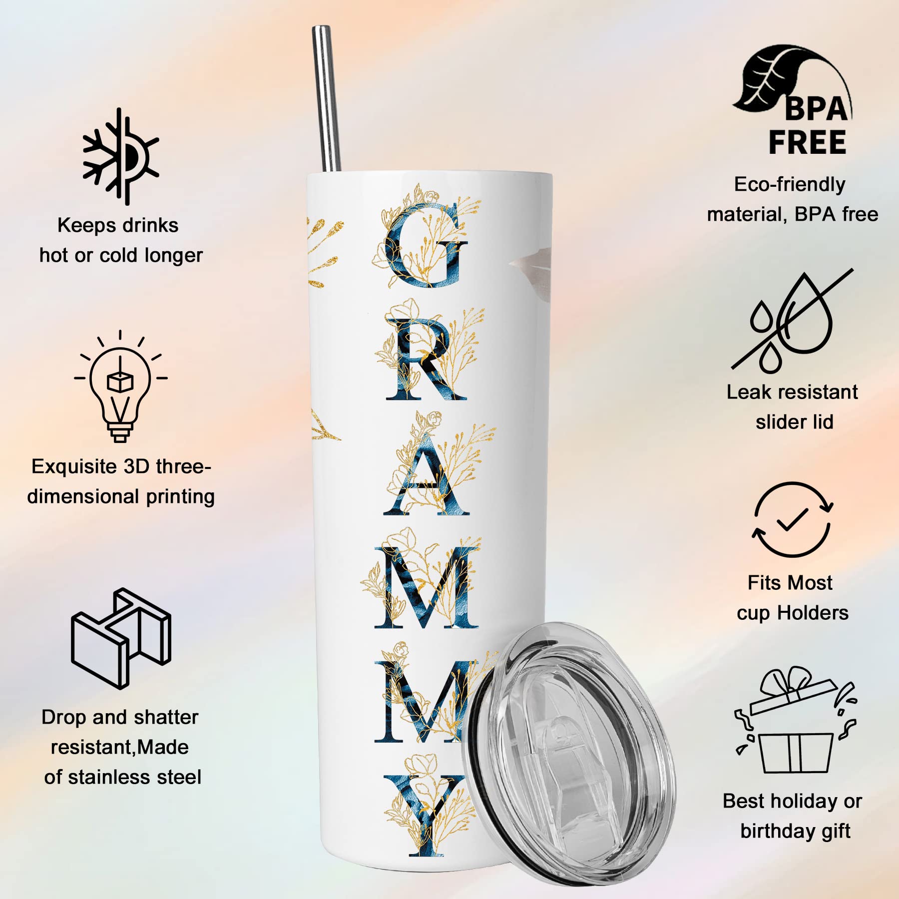 Gifts For Grammy Grandmother Birthday Mother'S Day&Christmas Gift From Grandson,Granddaughter - Stainless Steel Insulated Tumble