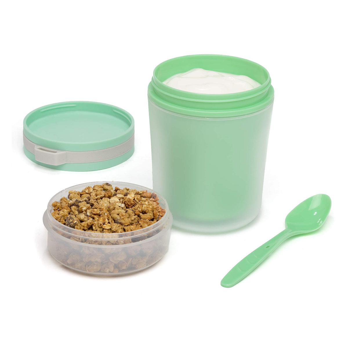 Goodful Double Wall Insulated Yogurt Container, Leak Proof Food Storage, Snack Container With Reusable Plastic Spoon, Microwave