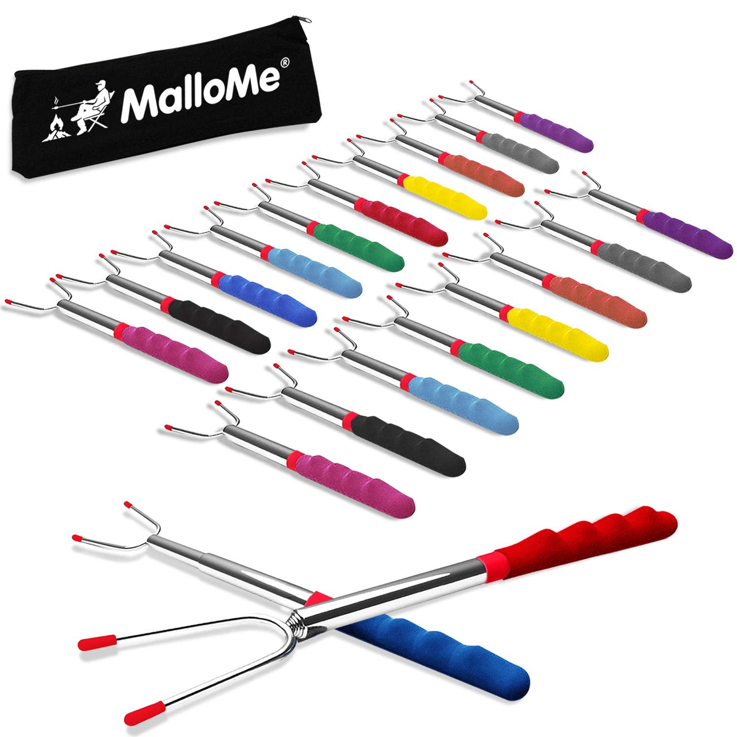 Mallome Marshmallow Roasting Sticks 45 Inch 20 Pack Smores Kit - Marshmallows Smores Sticks For Fire Pit Long - Camping Campfire