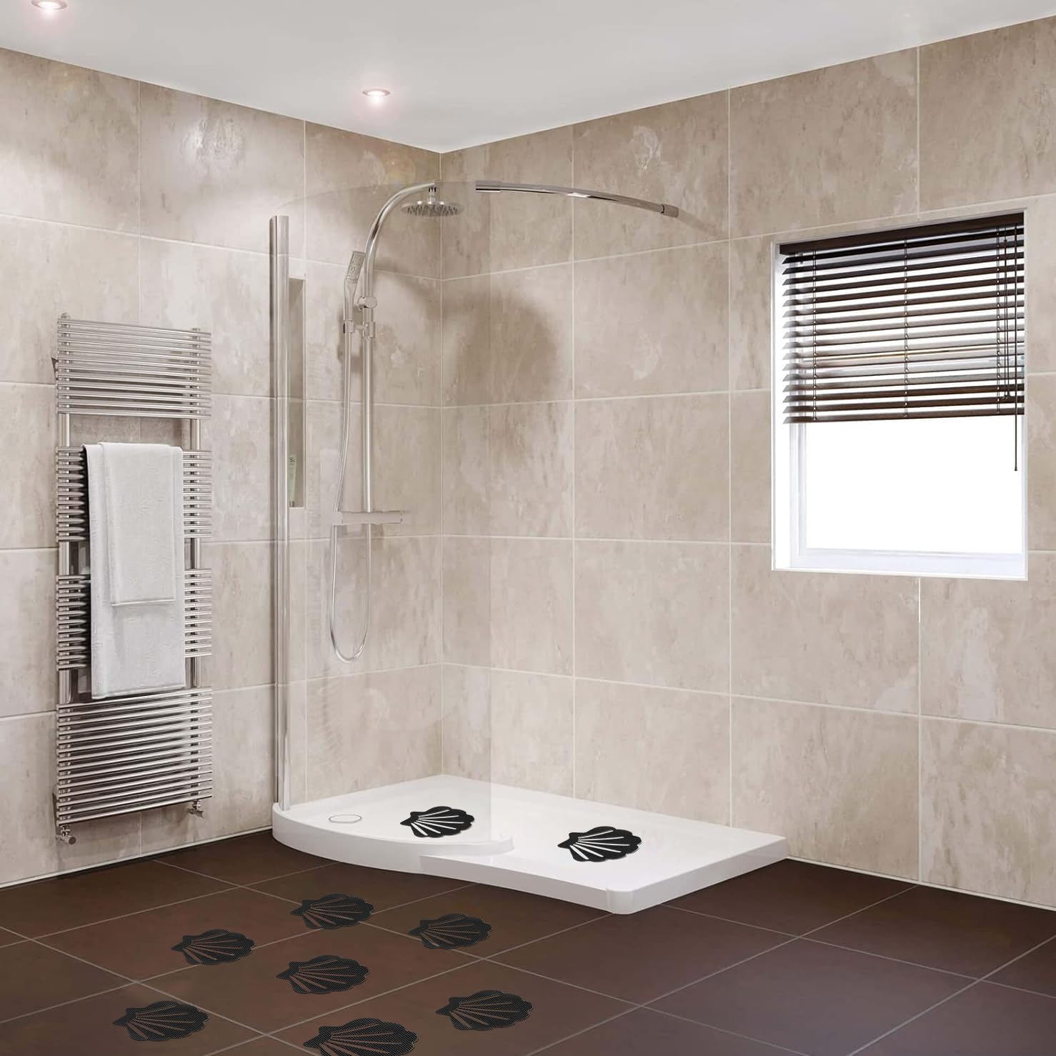 Coufce Bathtub Stickers Non Slip, Shell Shaped Tubs Safety Shower Treads, Adhesive Sticker For Bathroom Bathtub, Shower Floor,Gr