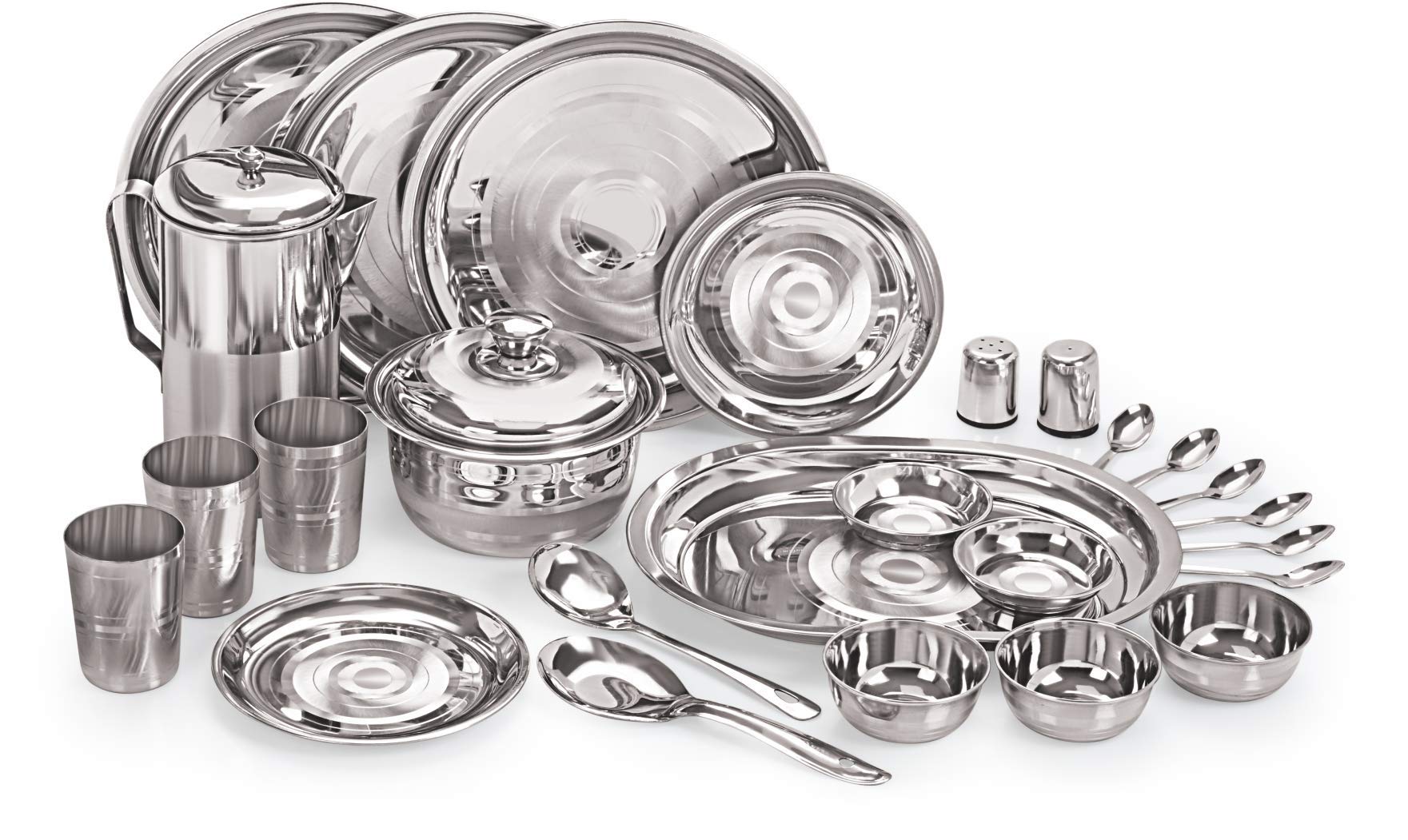 Neelam Stainless Steel 22 Gauge, 55 Pieces Diamond Touch Dinner Set, Ideal Gifting Dinner Set For Special Occasions Like Anniver