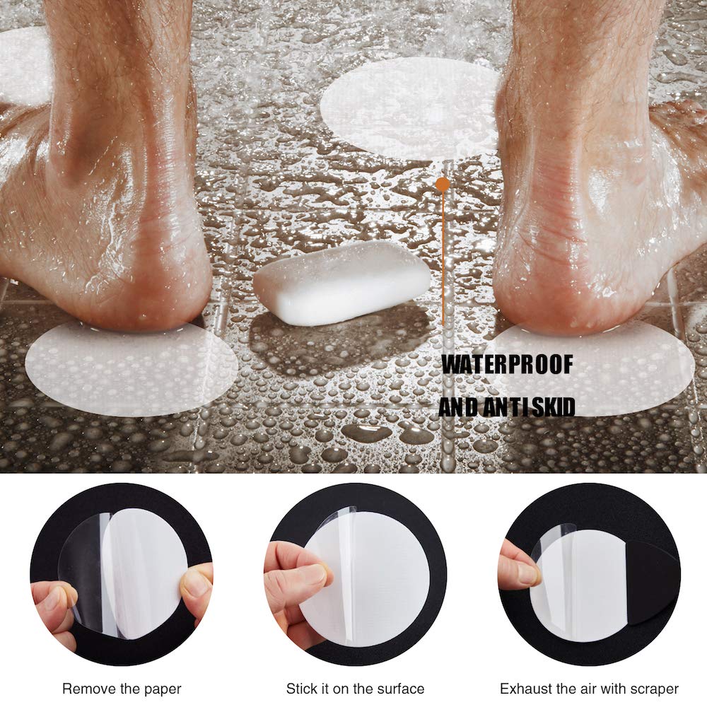 Secopad 36Pcs Bathtub Stickers Non-Slip, Safety Shower Treads Adhesive Appliques With Premium Scraper (White)