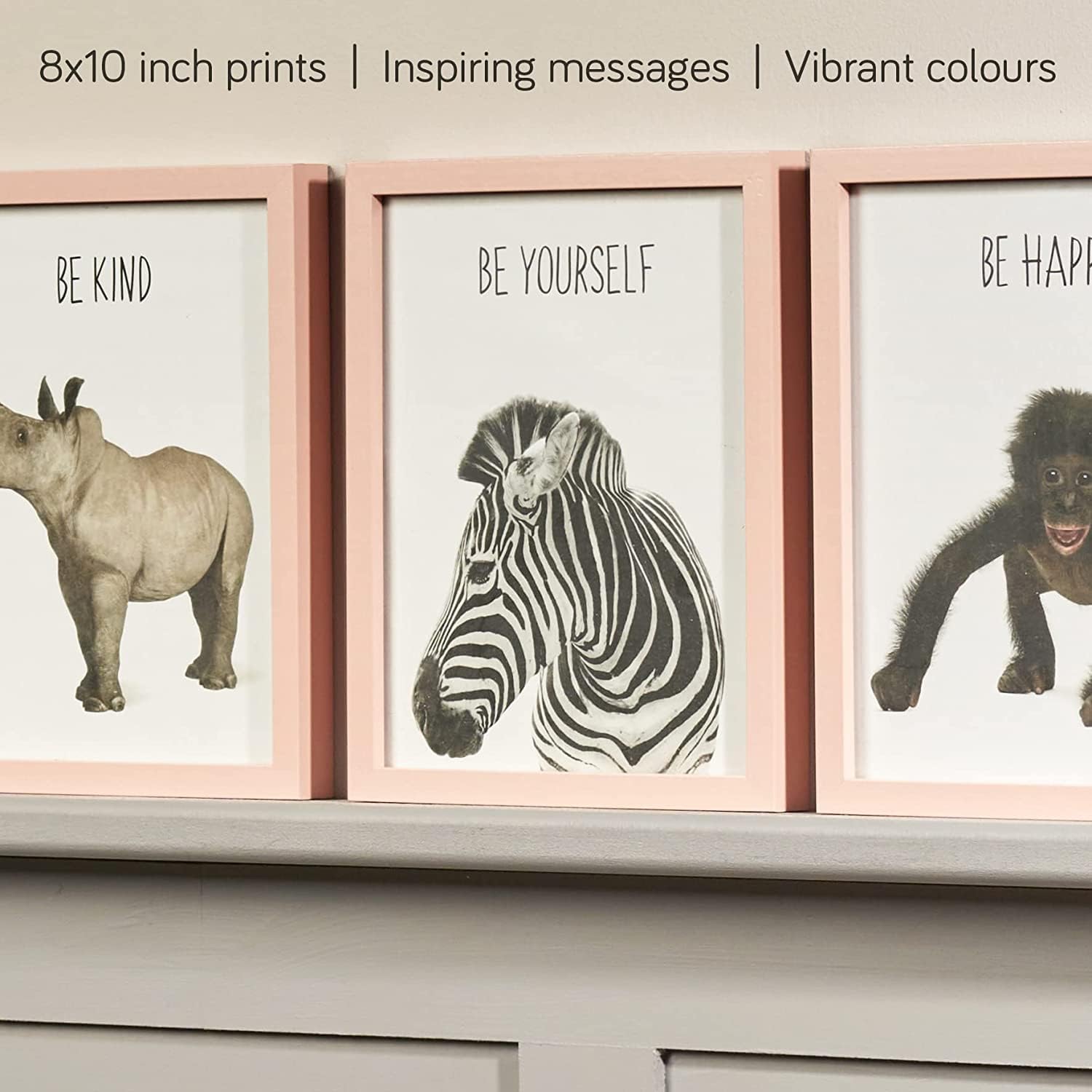 FUNNY PARTY PIECES Set of 6 Safari Animal Prints - Nursery Bedroom Decor For Children Baby  Nursery Wall Art - Jungle Safari Decor - Cute Prints With Inspiring Messages
