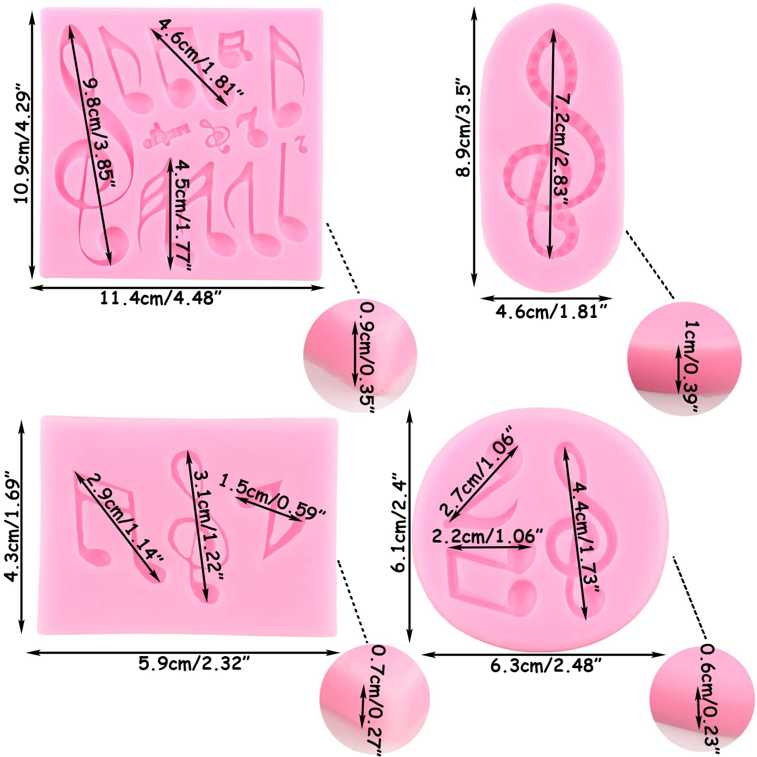 Mujiang Music Note Fondant Mold Music Note Lace Silicone Molds For Cake Decorating Cupcake Topper Candy Chocolate Polymer Clay G