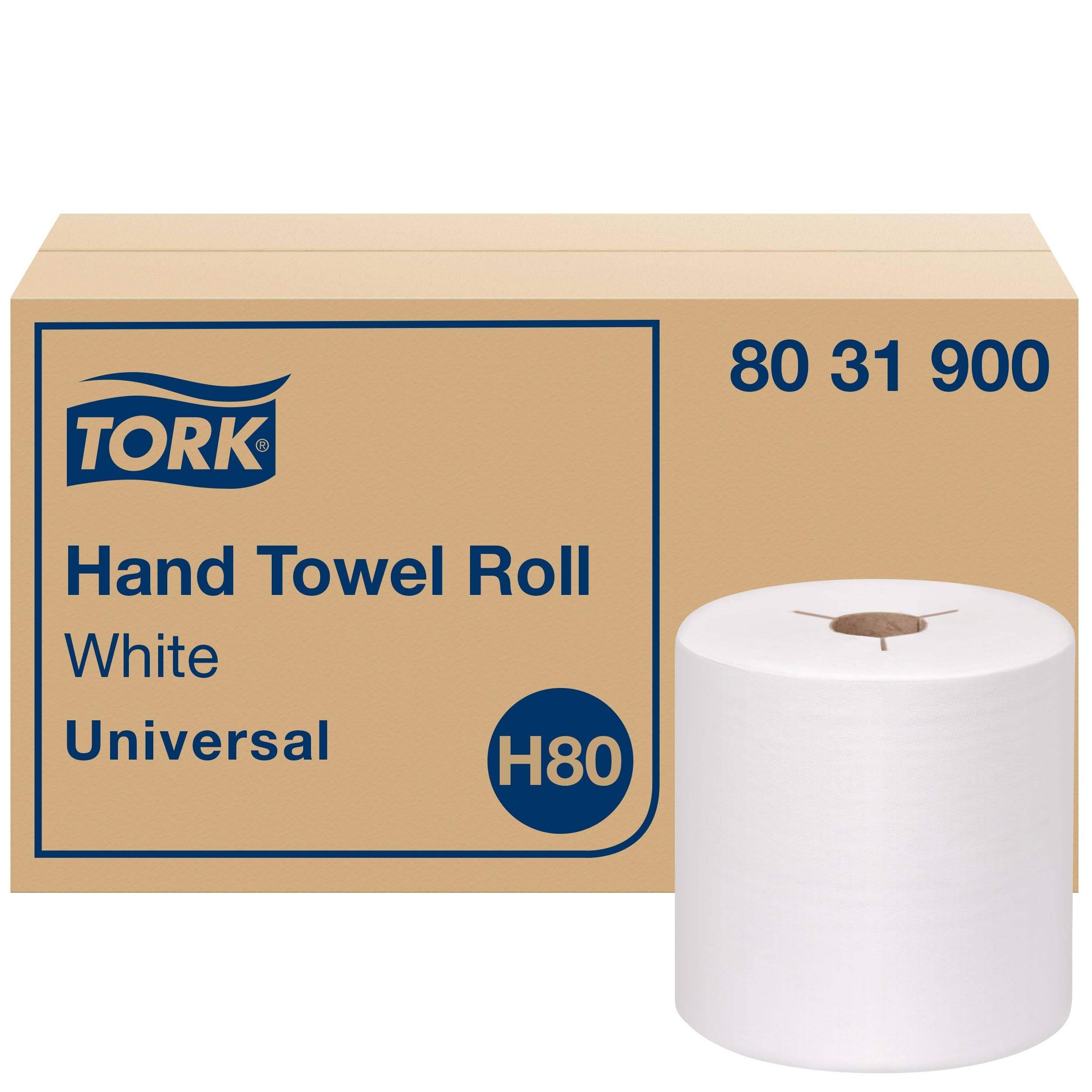 Tork Paper Hand Towel Roll White H80, Universal, 100% Recycled Fiber, 6 Rolls X 800 Ft, 8031900