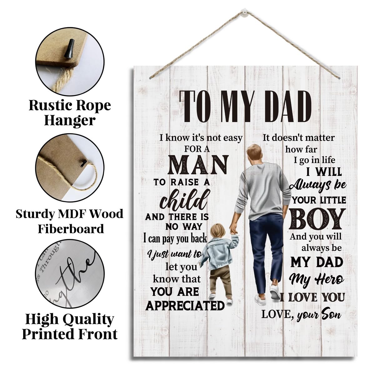 Son Gift, Inspirational Wall Decor, Decorative Hanging Wood Signs, Kids Room Decor for Boy, Thanksgiving, Christmas, Birthday Gi