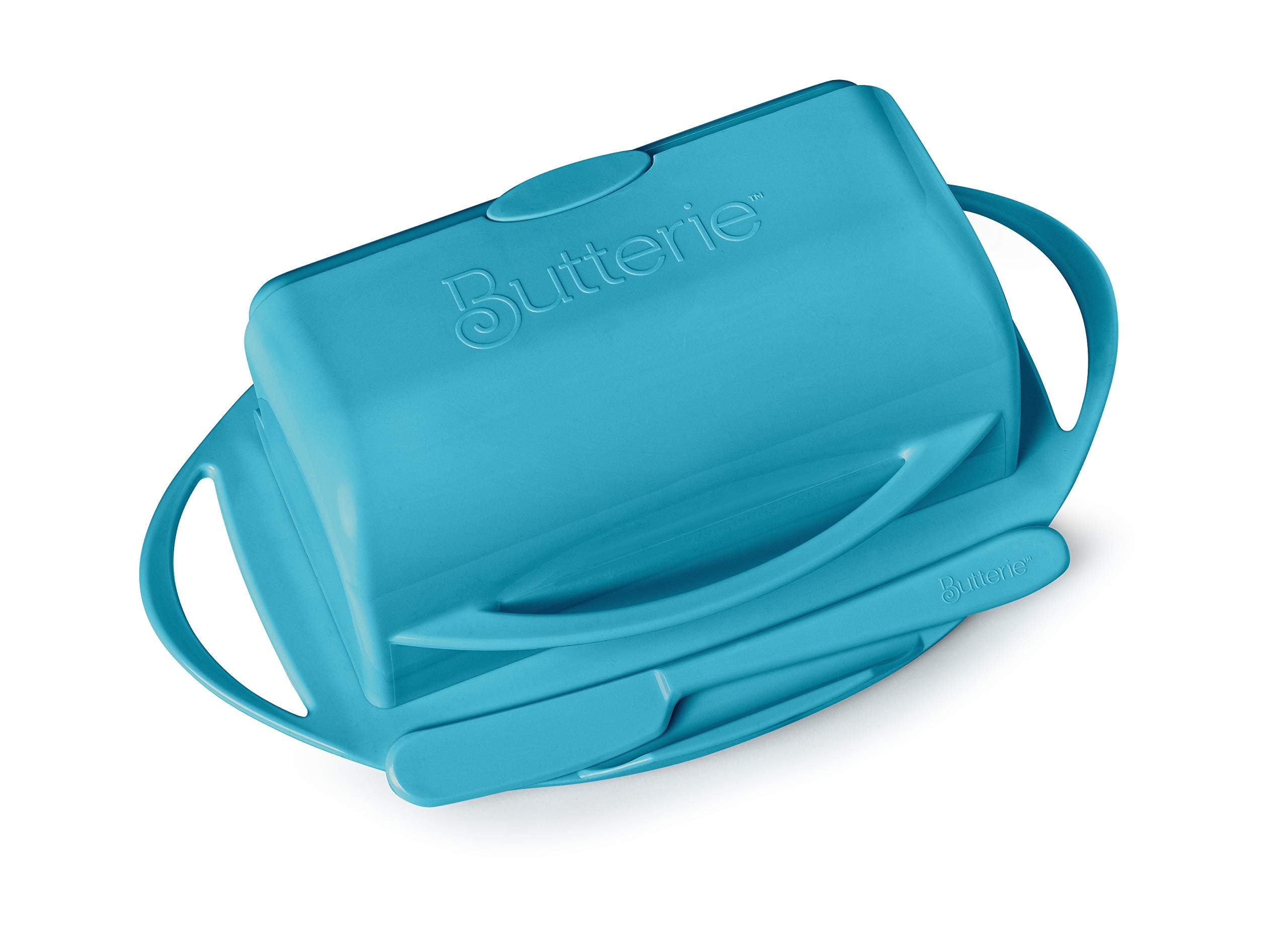Butterie Flip-Top Butter Dish With Matching Spreader (Aqua)