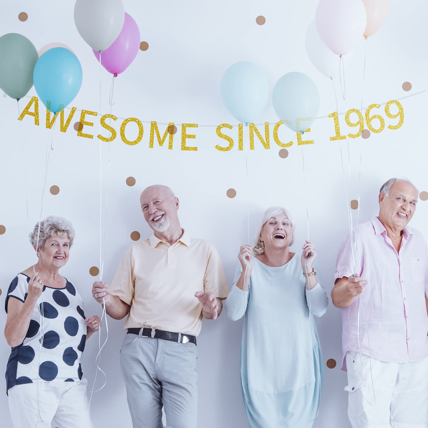 Awesome Since 1969 Banner Pre-Strung Happy 55Th Birthday Banner Gold Glittery 55 Fifty Five Years Old Birthday Party Decorations