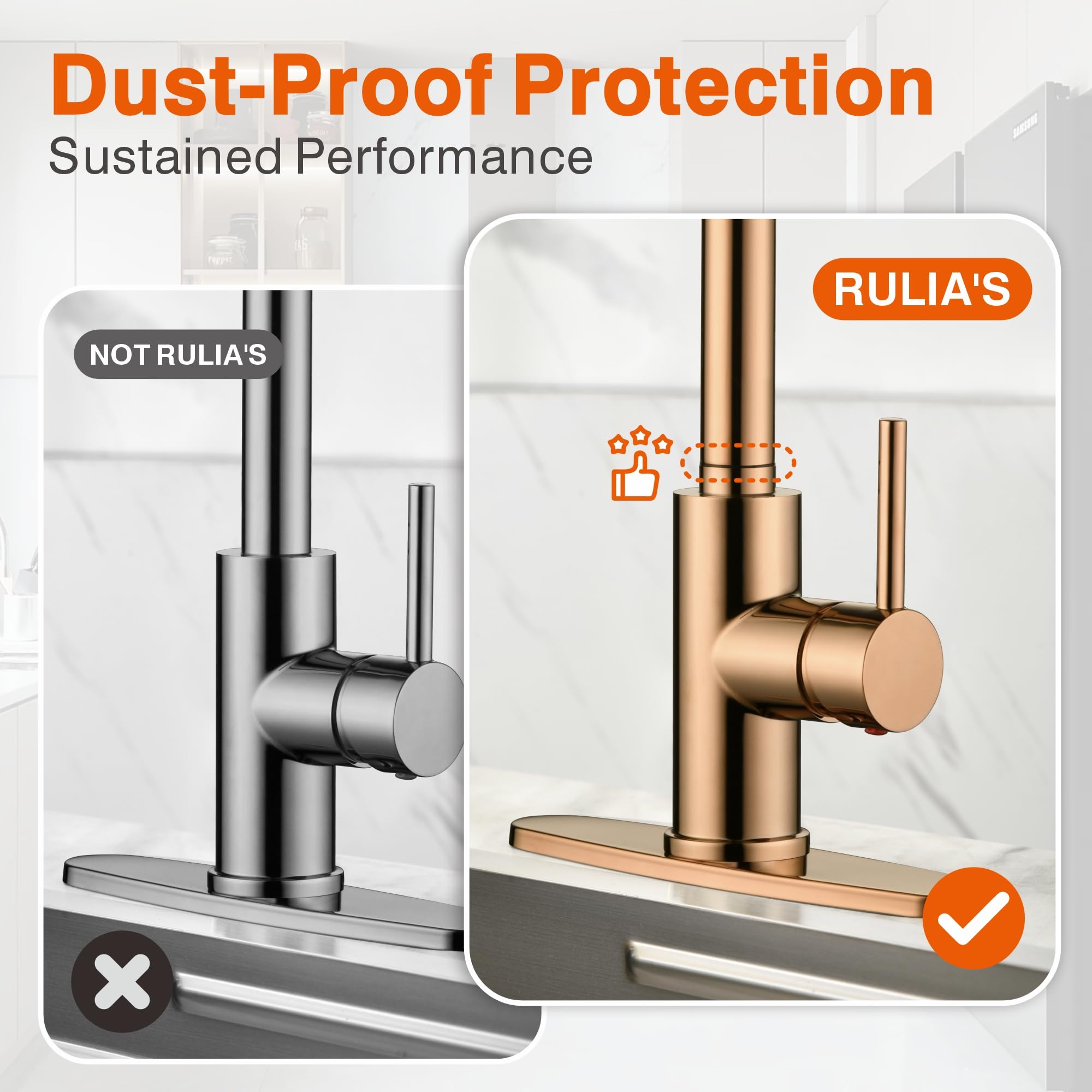 RULIA Copper Rose Gold Kitchen Faucet  Kitchen Sink Faucet  Sink Faucet  Pull-Down Kitchen Faucets  Bar Kitchen Faucet  RV Kitchen Faucet  RB1025