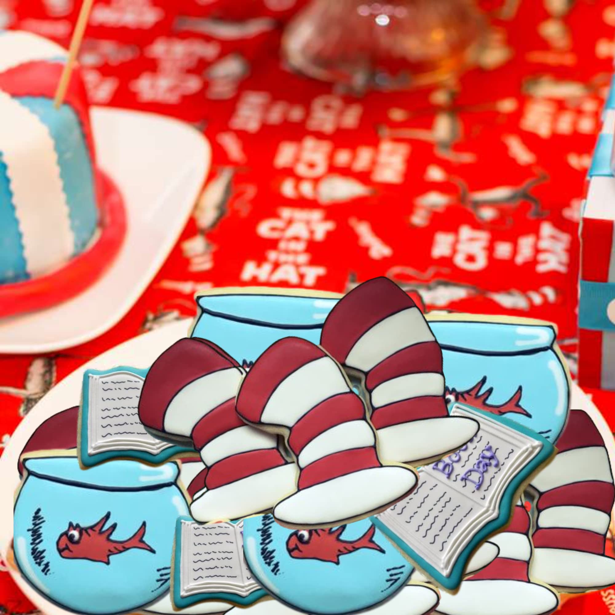 Inspired By Dr. Seuss Cat In The Hat Cookie Cutters Inspired By Dr Seuss Cat In The Hat Book Hat Fish And Fishbowl Cookie Cutter