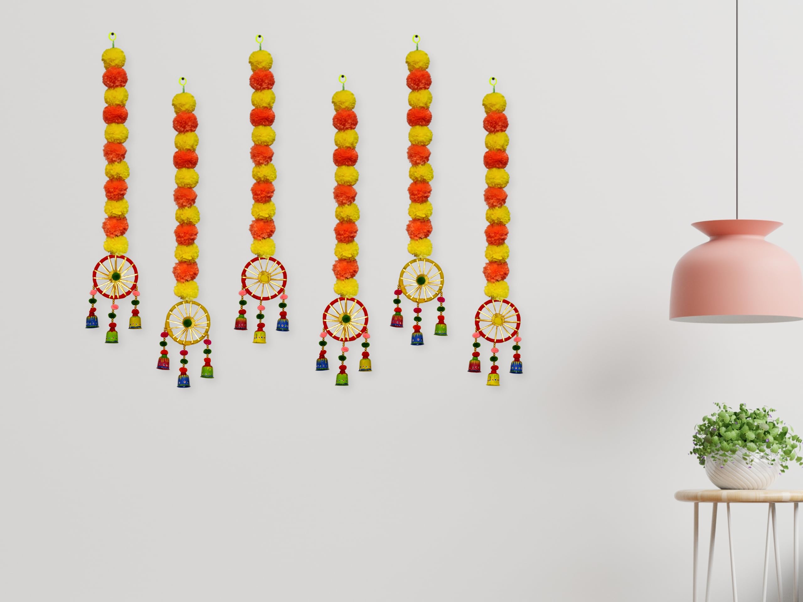 Jh Gallery Plastic Handmade Artificial Marigold Fluffy Flowers Hanging For Home & Office Decoration,Temple Pooja Room Decoration