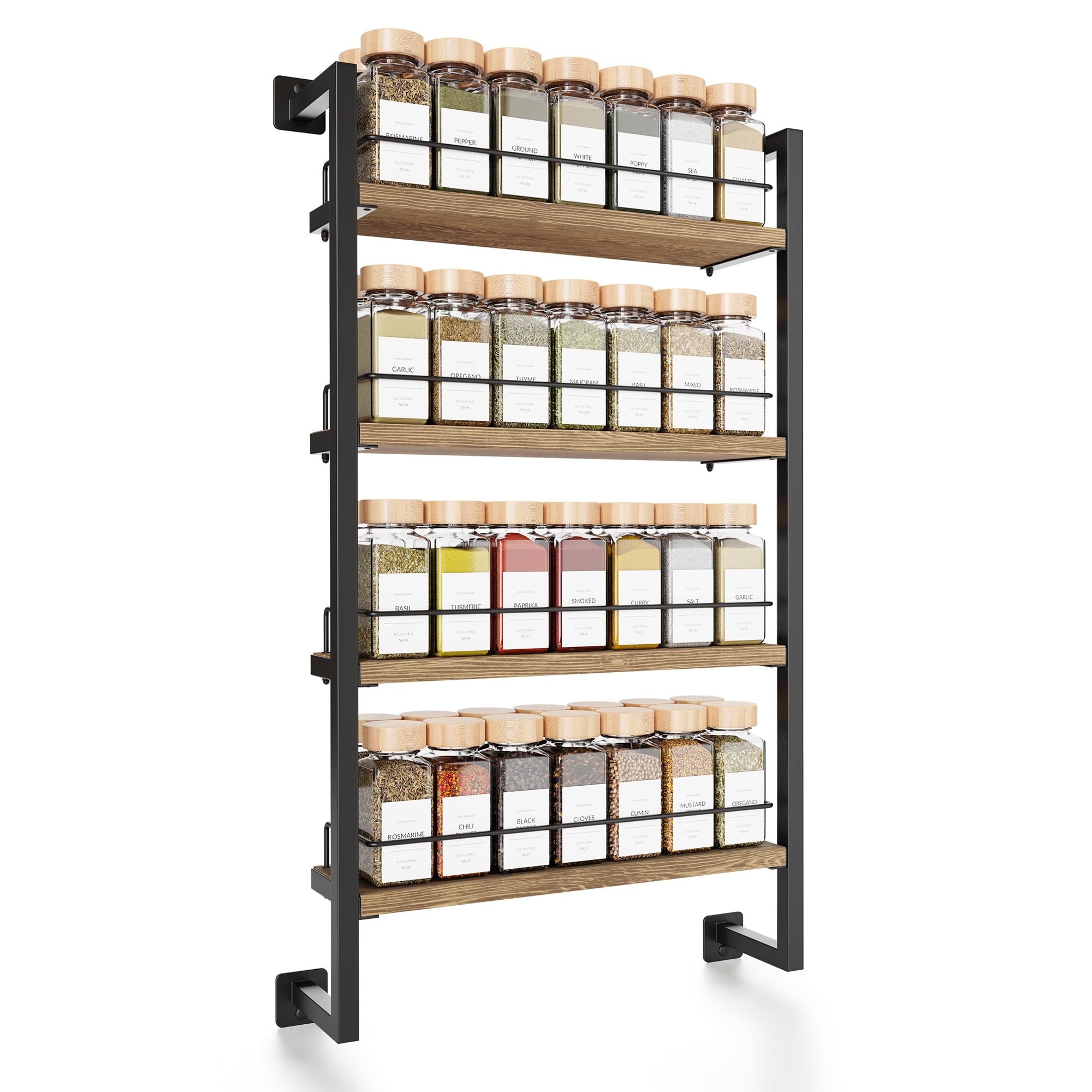 Zicoto Space Saving Spice Rack Organizer Shelf For Wall Mount - Easy To Install Modern Hanging Racks For Up To 56 Jars - Perfect