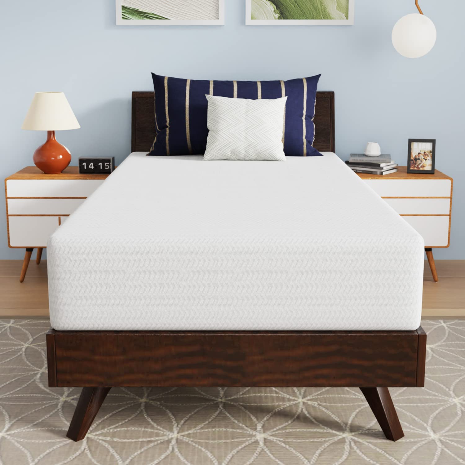 Paylesshere 10 Inch Bamboo Charcoal Gel Memory Foam Mattress Certipur-Us Certified Removable Soft Cover Twin Mattresses For Bed