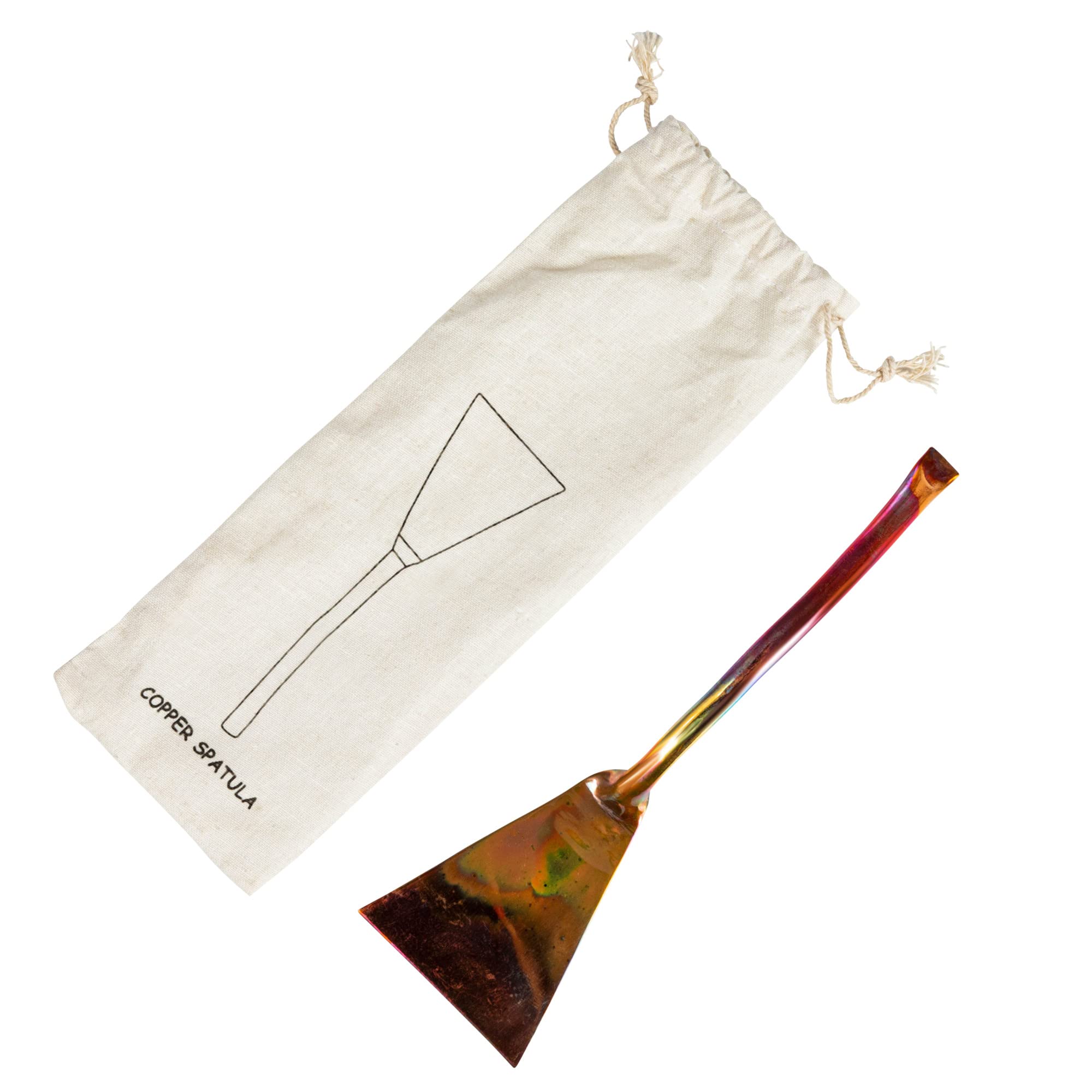 Creative Co-Op Modern Copper Drawstring Bag, Burnt Finish Cake Server