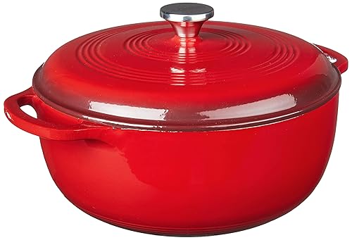 Lodge 75 Quart Enameled Cast Iron Dutch Oven With Lid - Dual Handles - Oven Safe Up To 500A F Or On Stovetop - Use To Marinate,