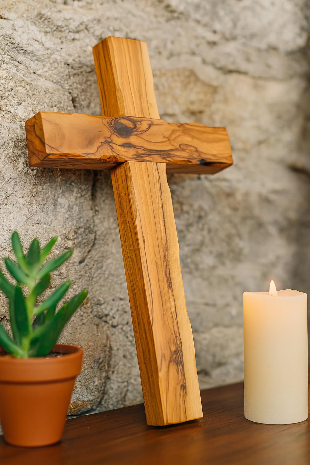 Zuluf Wooden Olivewood Plain Cross For Wall decor | Large Wall Cross Christian Religious Gift | Wall Art Home Room D  cor | Jeru